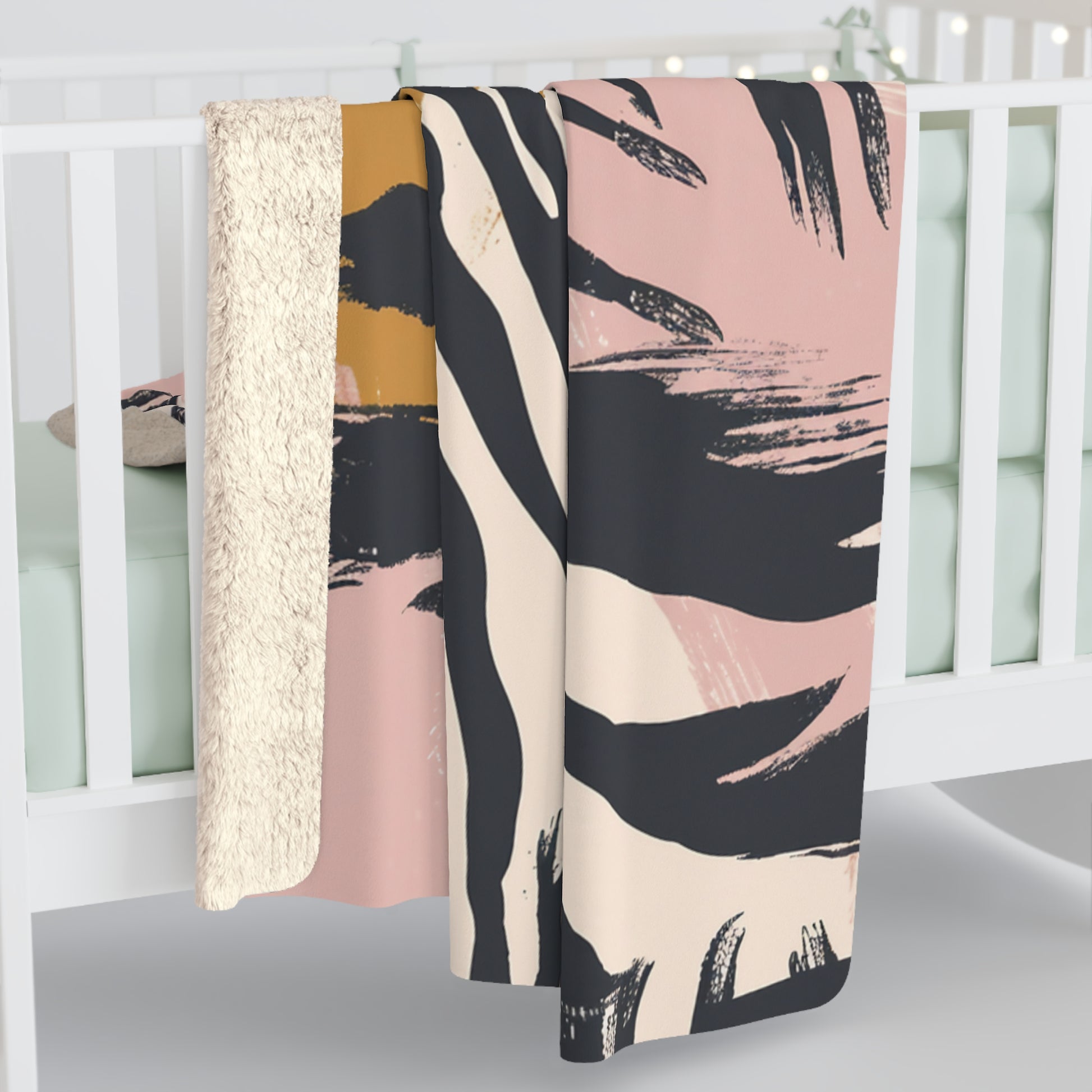 Zebra Brush Strokes Sherpa Fleece Blanket, Artsulli - Art is Long, Life is Short, Home Decor, , , , , , , 