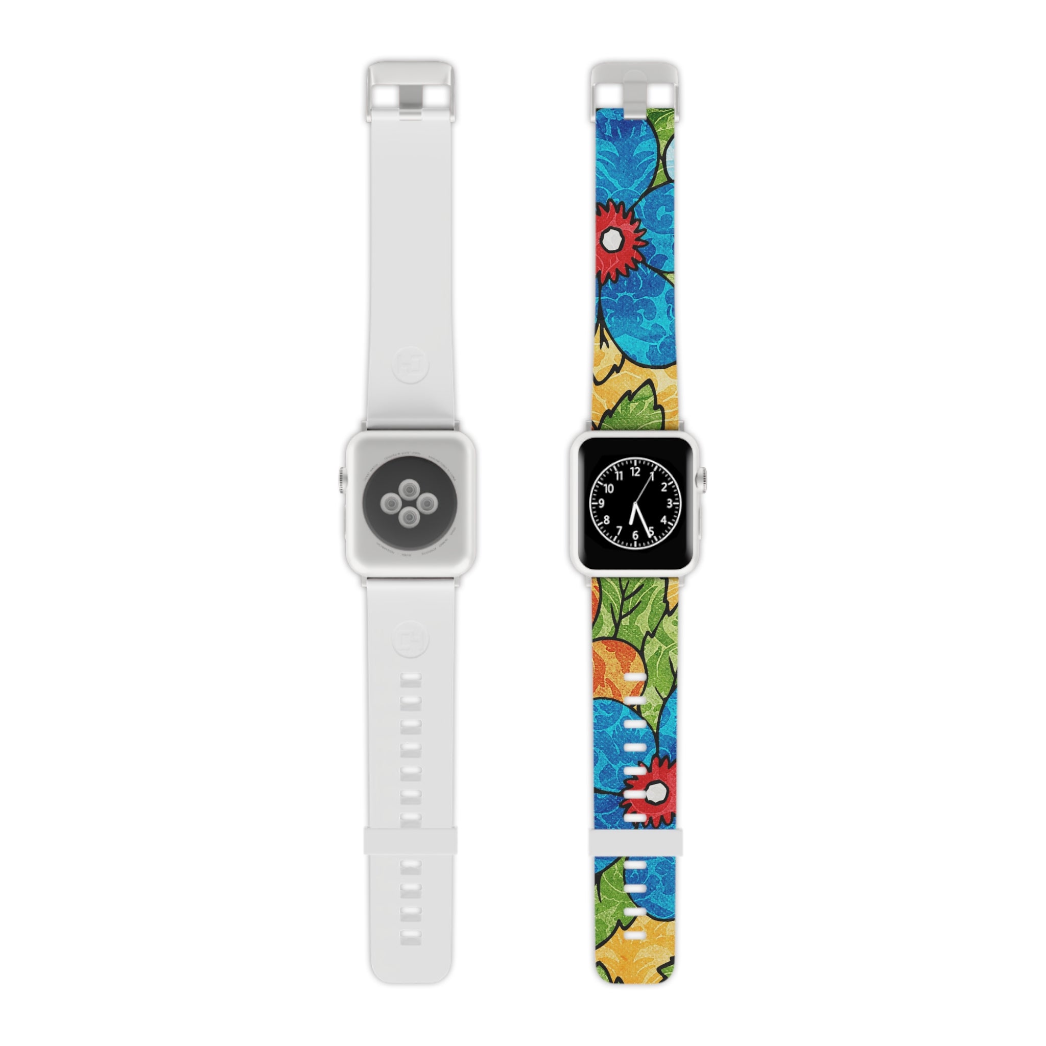 Groovy Yellow Floral Kl II Watch Band for Apple Watch, Artsulli - Art is Long, Life is Short, Accessories, Size, 7.5'' × 0.75'' / 38 - 40 mm, Color, Silver, , , 93099938007924960441