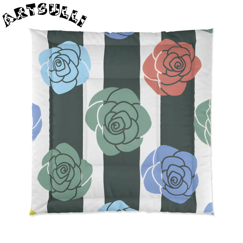 JAKKOUTTHEBXX Stripes x Roses Black and White Comforter