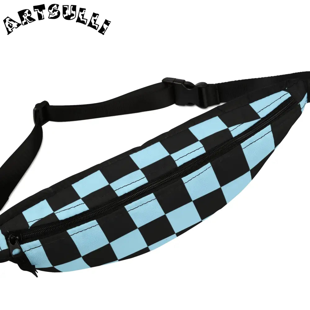 JAKKOUTTHEBXX Checkerboard Black and Blue Fanny Pack JAKKOUTTHEBXX