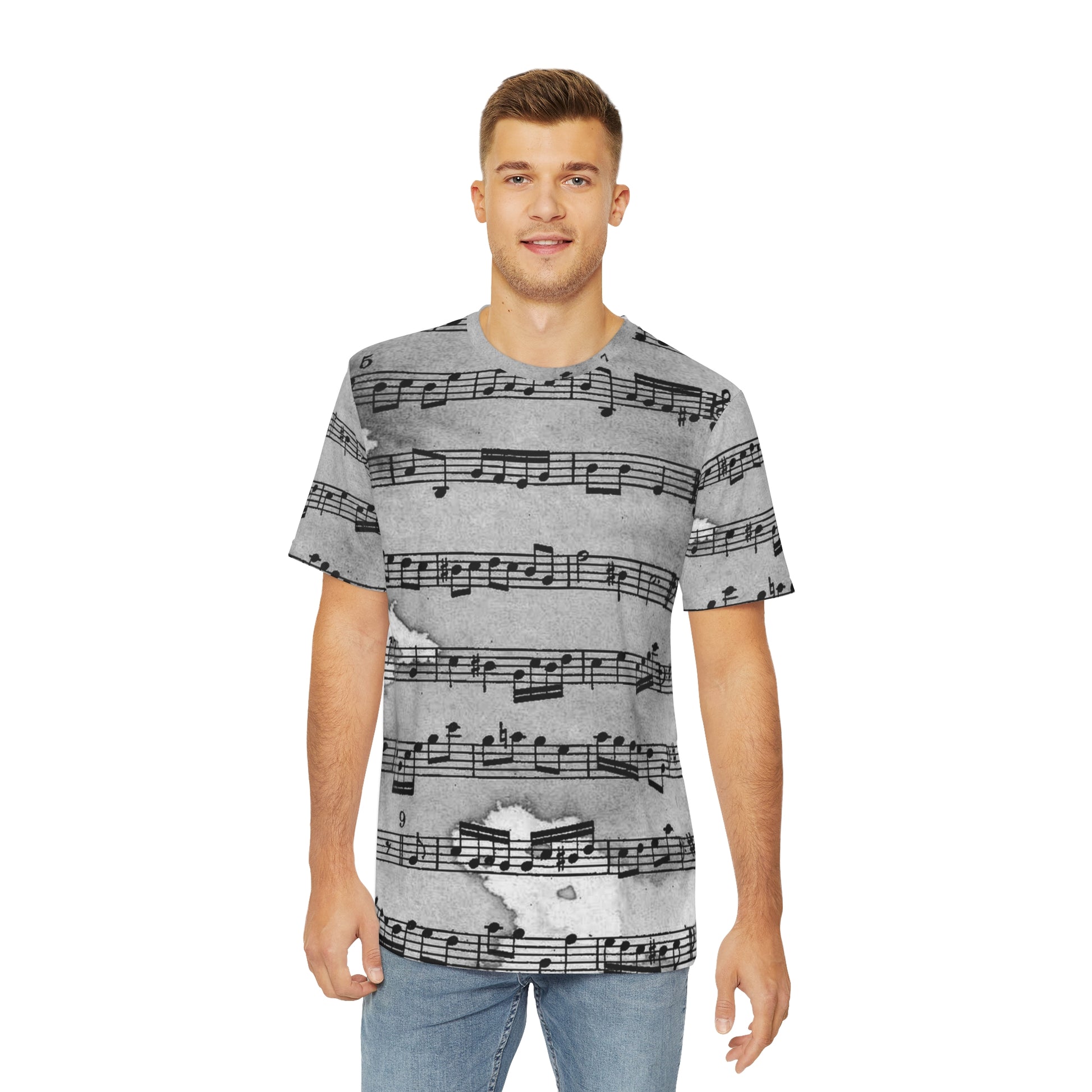 Drip Spill Type Beat Sheet Music Black Men's Polyester Tee (AOP), Artsulli - Art is Long, Life is Short, All Over Prints, , , , , , , 