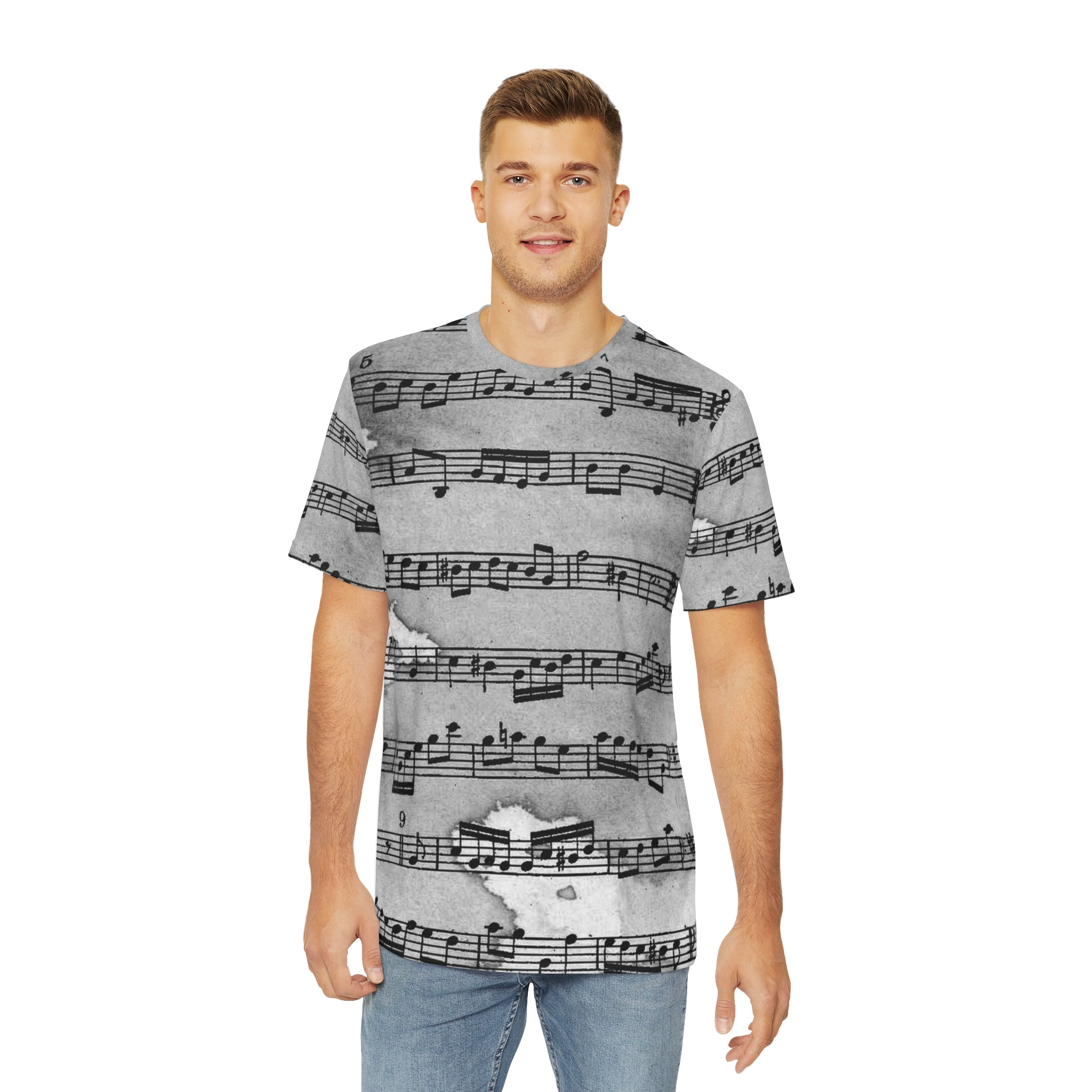 Drip Spill Type Beat Sheet Music Black Men's Polyester Tee (AOP), Artsulli - Art is Long, Life is Short, All Over Prints, , , , , , , 