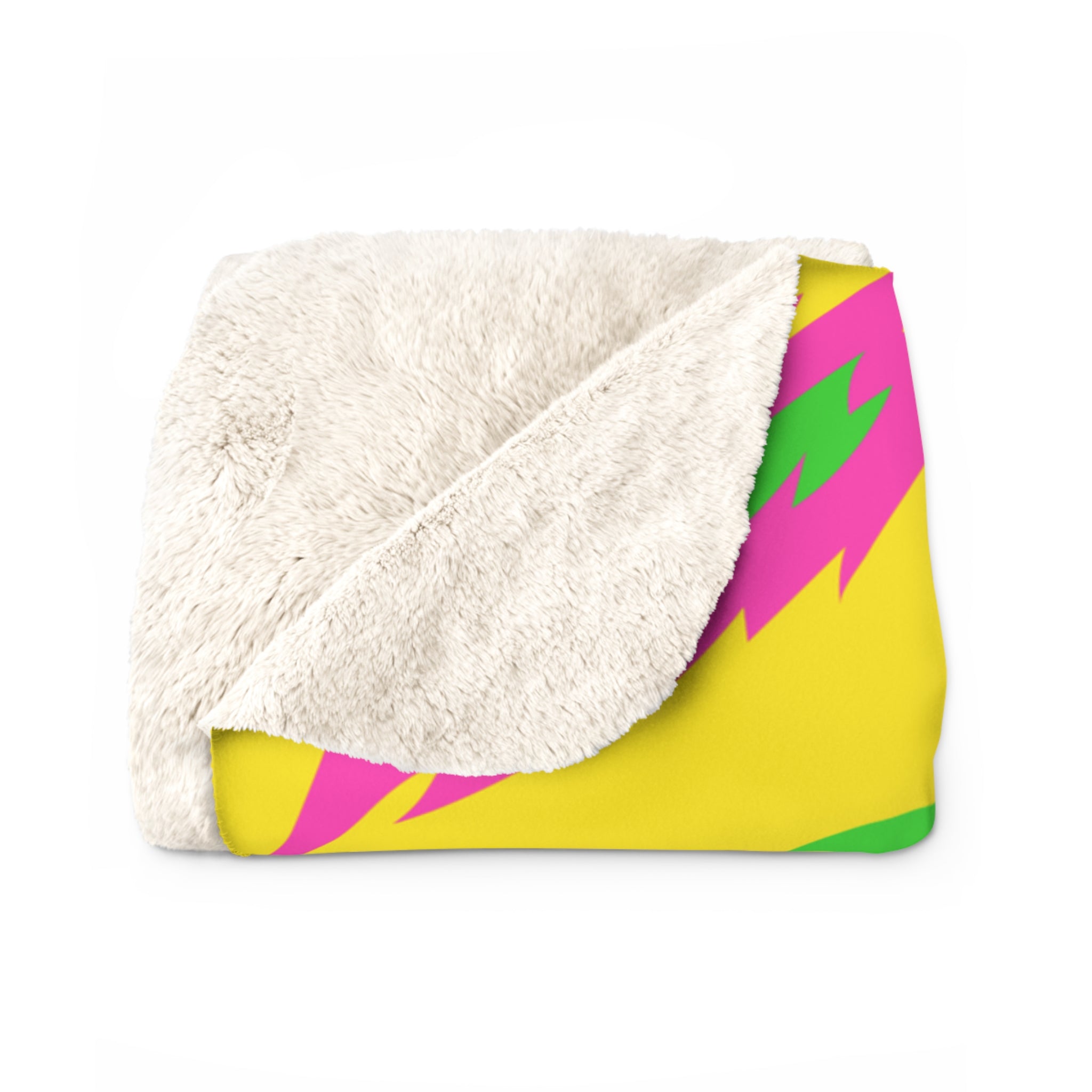 Retro Psychedelic Tiger Stripes Yellow Sherpa Fleece Blanket, Artsulli - Art is Long, Life is Short, Home Decor, , , , , , , 
