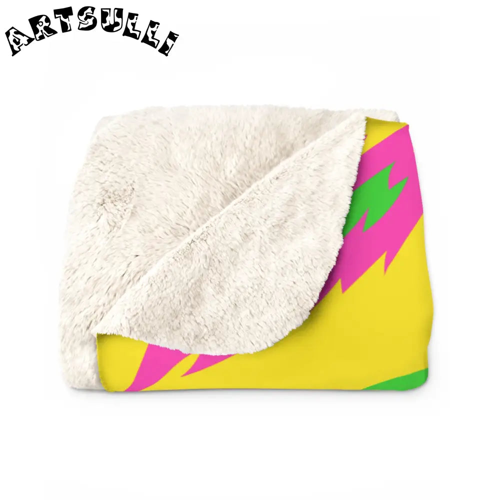 JAKKOUTTHEBXX Retro Psychedelic Tiger Stripes Yellow Sherpa Fleece