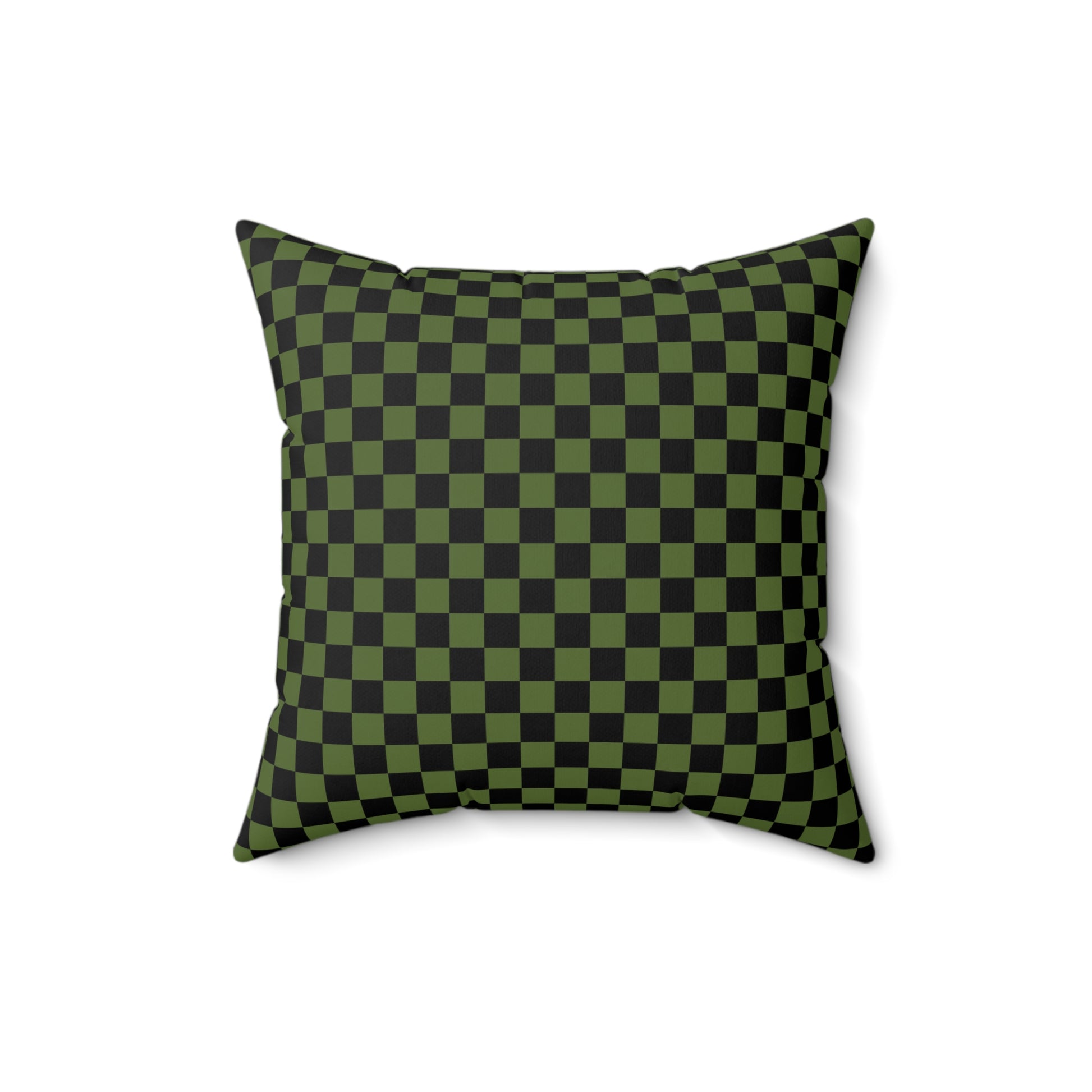 Checkerboard Olive Green and Black Spun Polyester Square Pillow, Artsulli - Art is Long, Life is Short, Home Decor, , , , , , , 