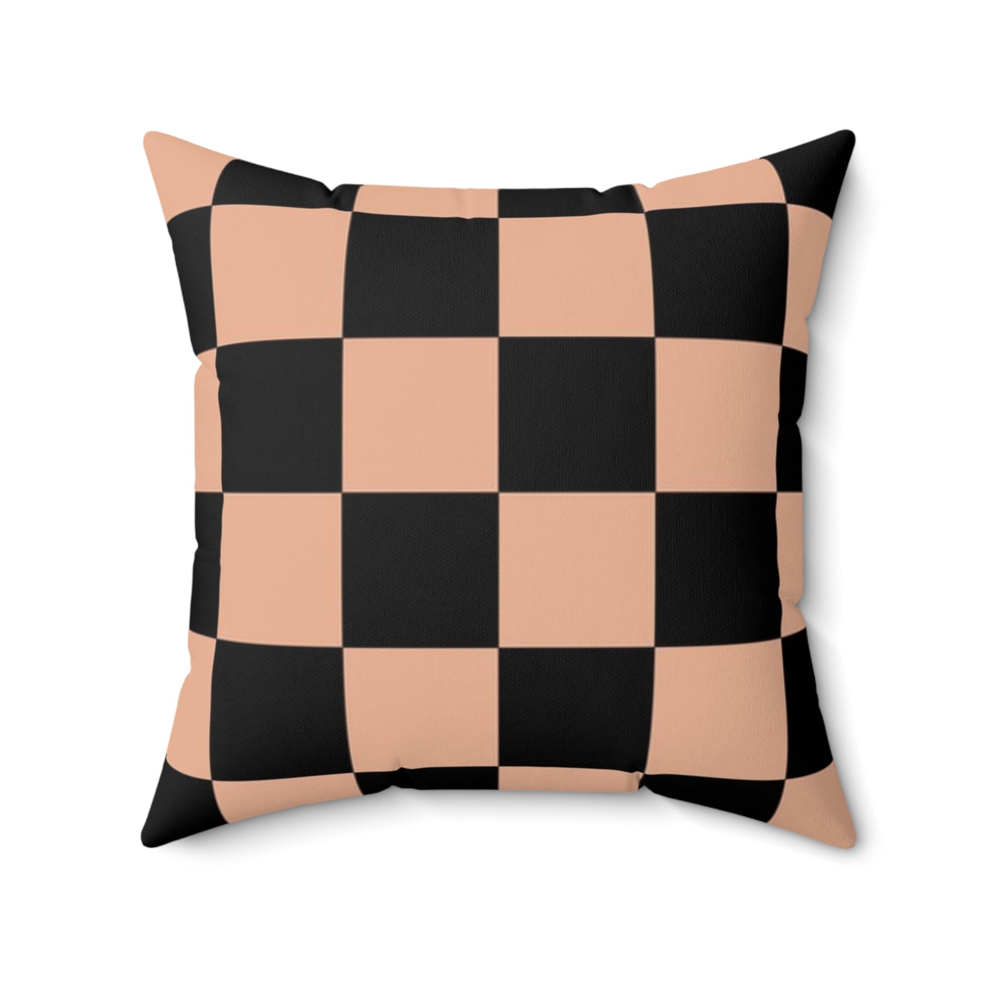 Checkerboard Soft Orange and Black Spun Polyester Square Pillow, Artsulli - Art is Long, Life is Short, Home Decor, , , , , , , 