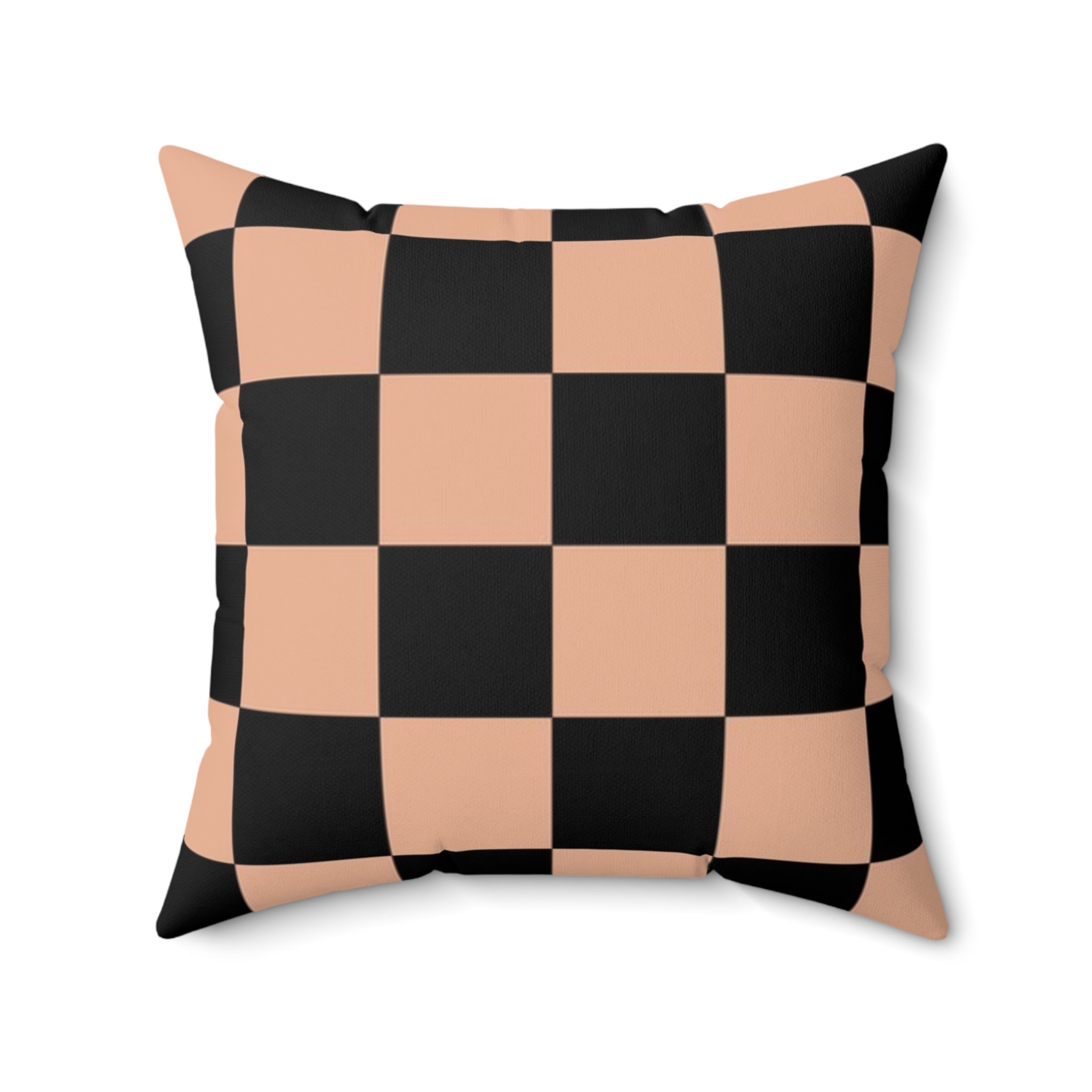 Checkerboard Soft Orange and Black Spun Polyester Square Pillow, Artsulli - Art is Long, Life is Short, Home Decor, , , , , , , 