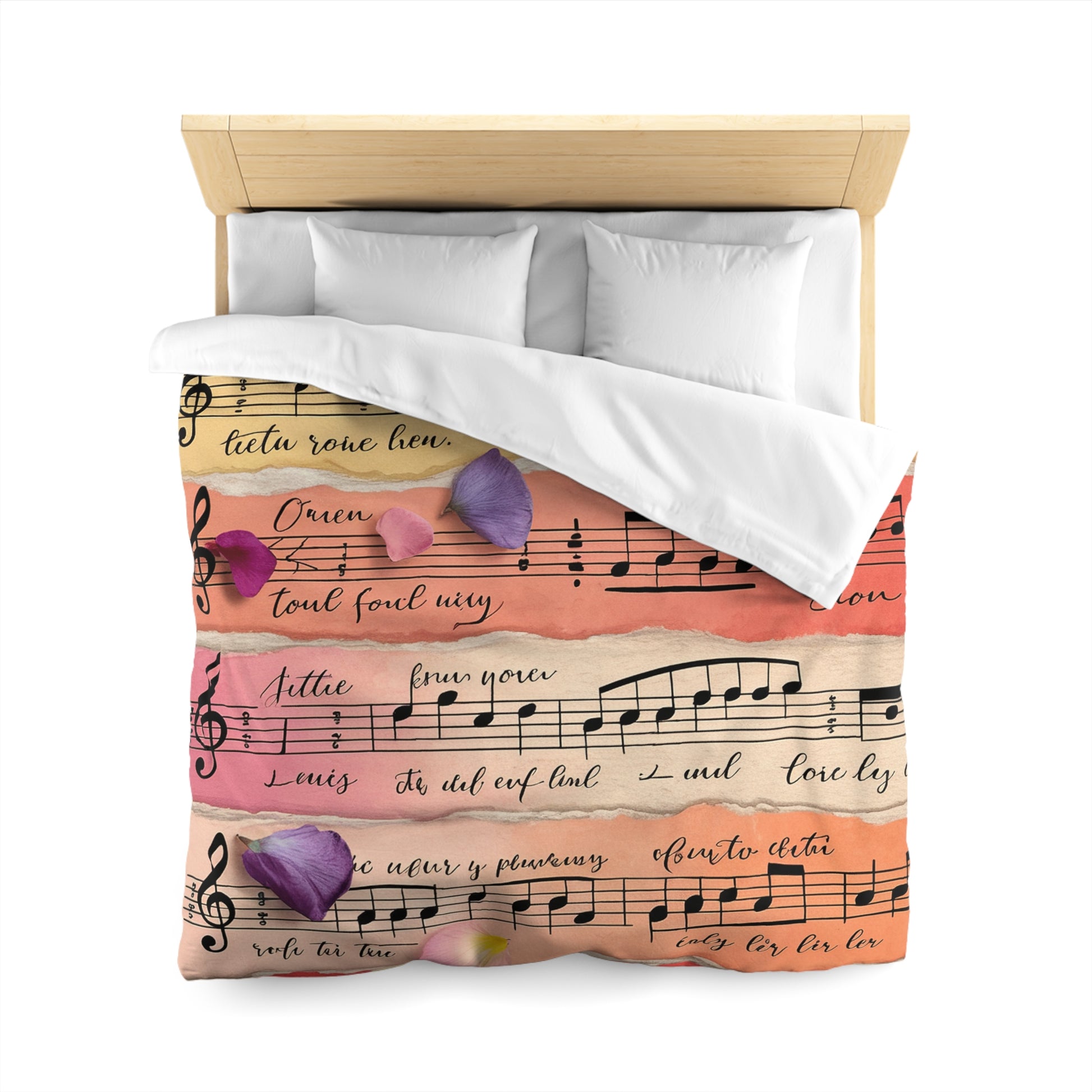 Torn Type Beat Sheet Music Multi-Color Microfiber Duvet Cover, Artsulli - Art is Long, Life is Short, Home Decor, , , , , , , 