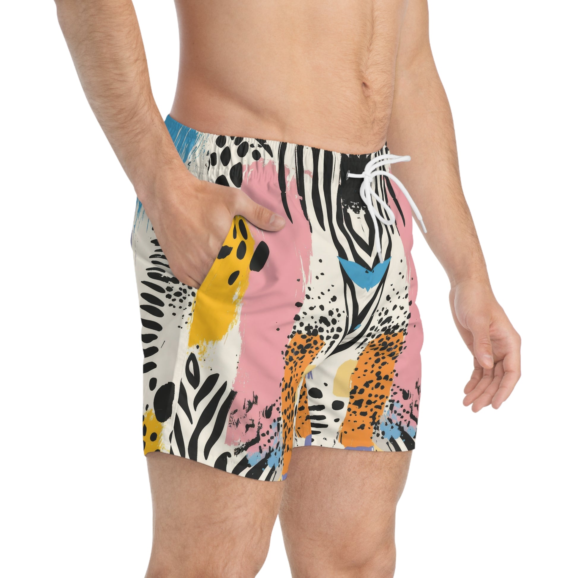 Rae Zebra Rhapsody II Swim Trunks (AOP), Artsulli - Art is Long, Life is Short, All Over Prints, , , , , , , 