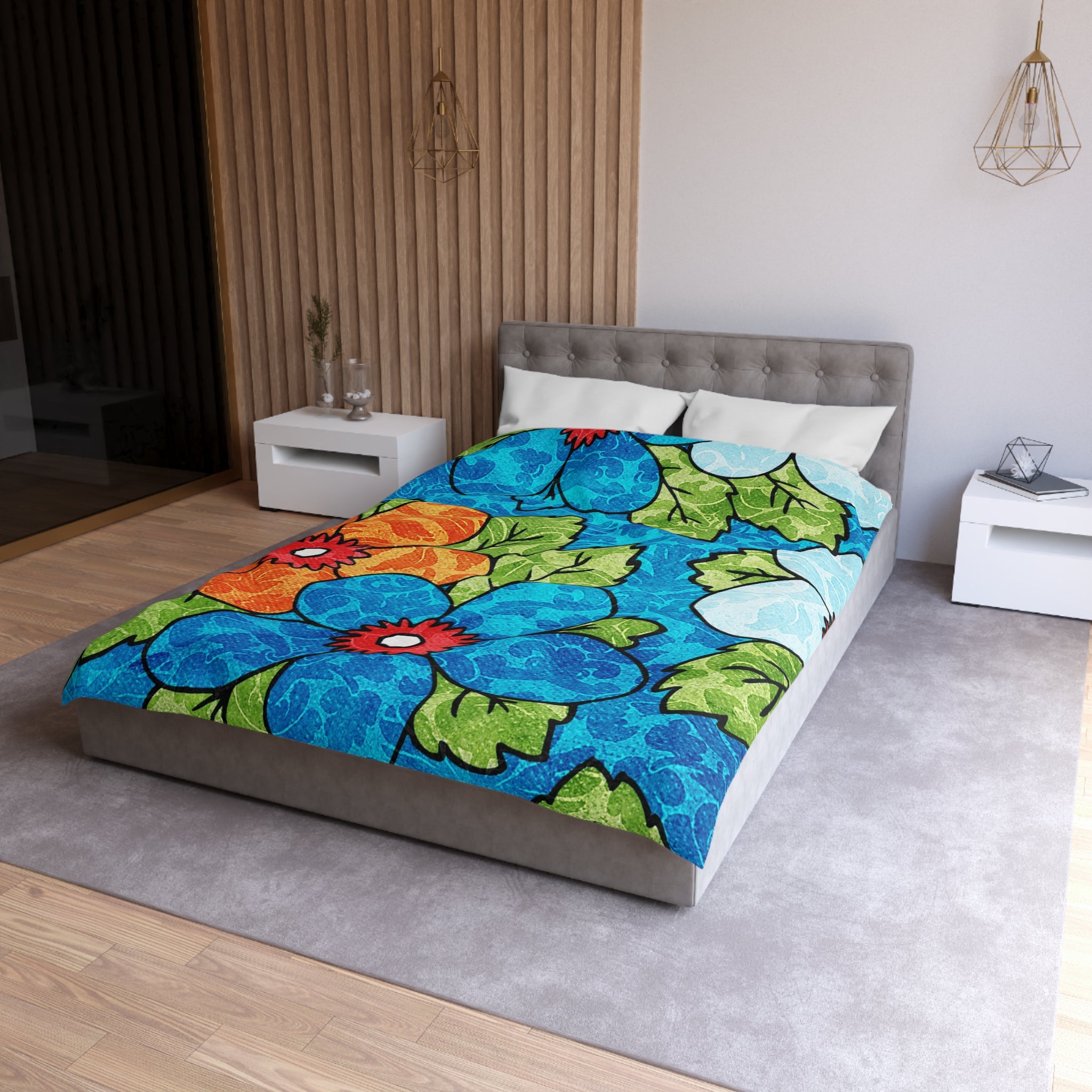 Blue Orange Groovy Microfiber Duvet Cover, Artsulli - Art is Long, Life is Short, Home Decor, , , , , , , 