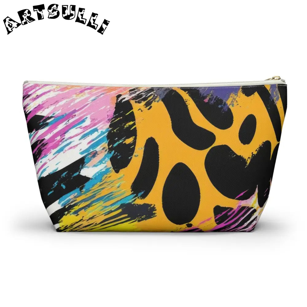 Zebra Stripes x Leapord Print x Paint Splatter Multi-Color Accessory Pouch w T-bottom, Artsulli - Art is Long, Life is Short, Bags, , , , , , , 