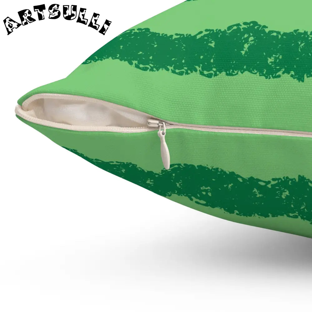 JAKKOUTTHEBXX Watermelon Green Spun Polyester Square Pillow