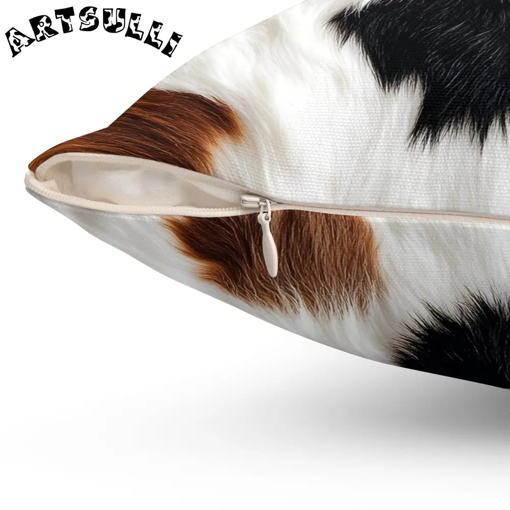 JAKKOUTTHEBXX Surreal Cow Skin Spun Polyester Square Pillow