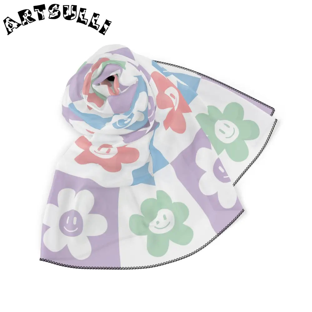 JAKKOUTTHEBXX Checkered Pastel Flower Scarf 2025