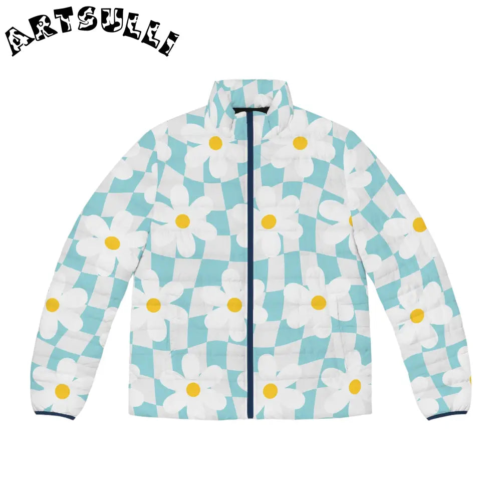 JAKKOUTTHEBXX Trippy Check Garden Men’s Puffer Jacket (AOP)