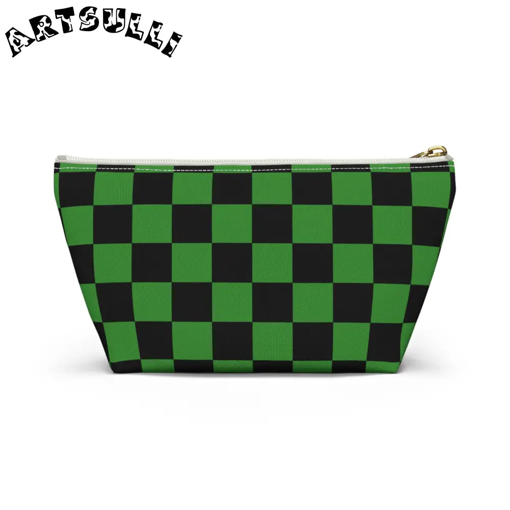 JAKKOUTTHEBXX Checkerboard Green and Black Accessory Pouch w