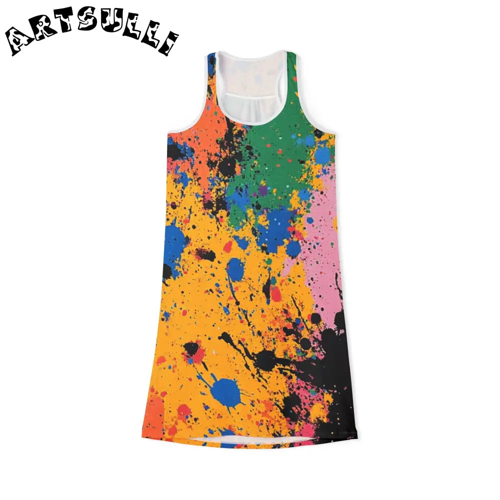 JAKKOUTTHEBXX The Colors Of Paint Splatter Women’s Racerback Dress