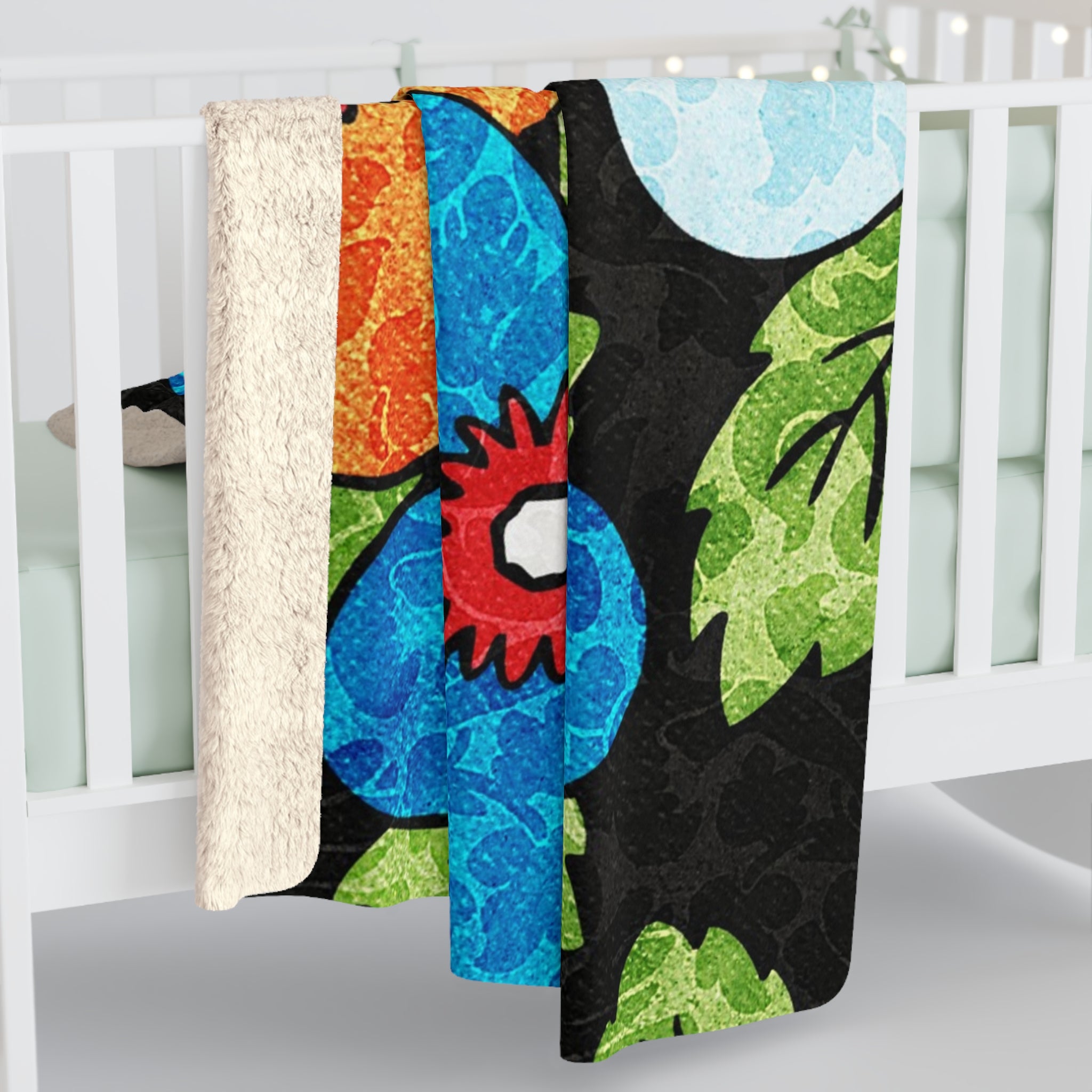 Groovy Black Floral Kl Sherpa Fleece Blanket, Artsulli - Art is Long, Life is Short, Home Decor, , , , , , , 