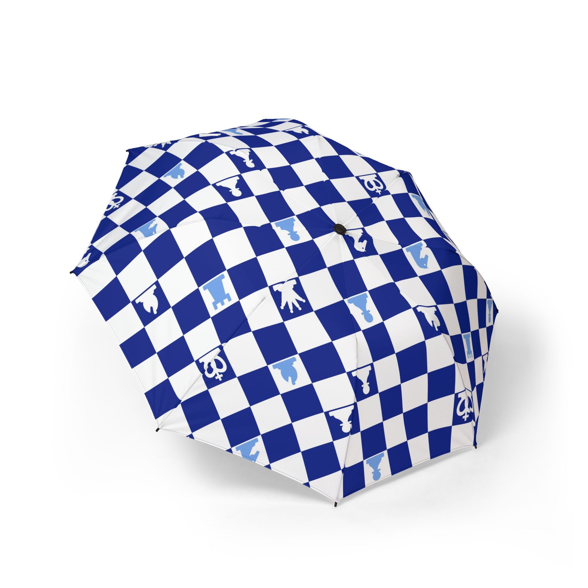 Chessboard II Navy Blue Semi-Automatic Foldable Umbrella, Artsulli - Art is Long, Life is Short, Accessories, Size, One size, , , , , 16173716219481841326
