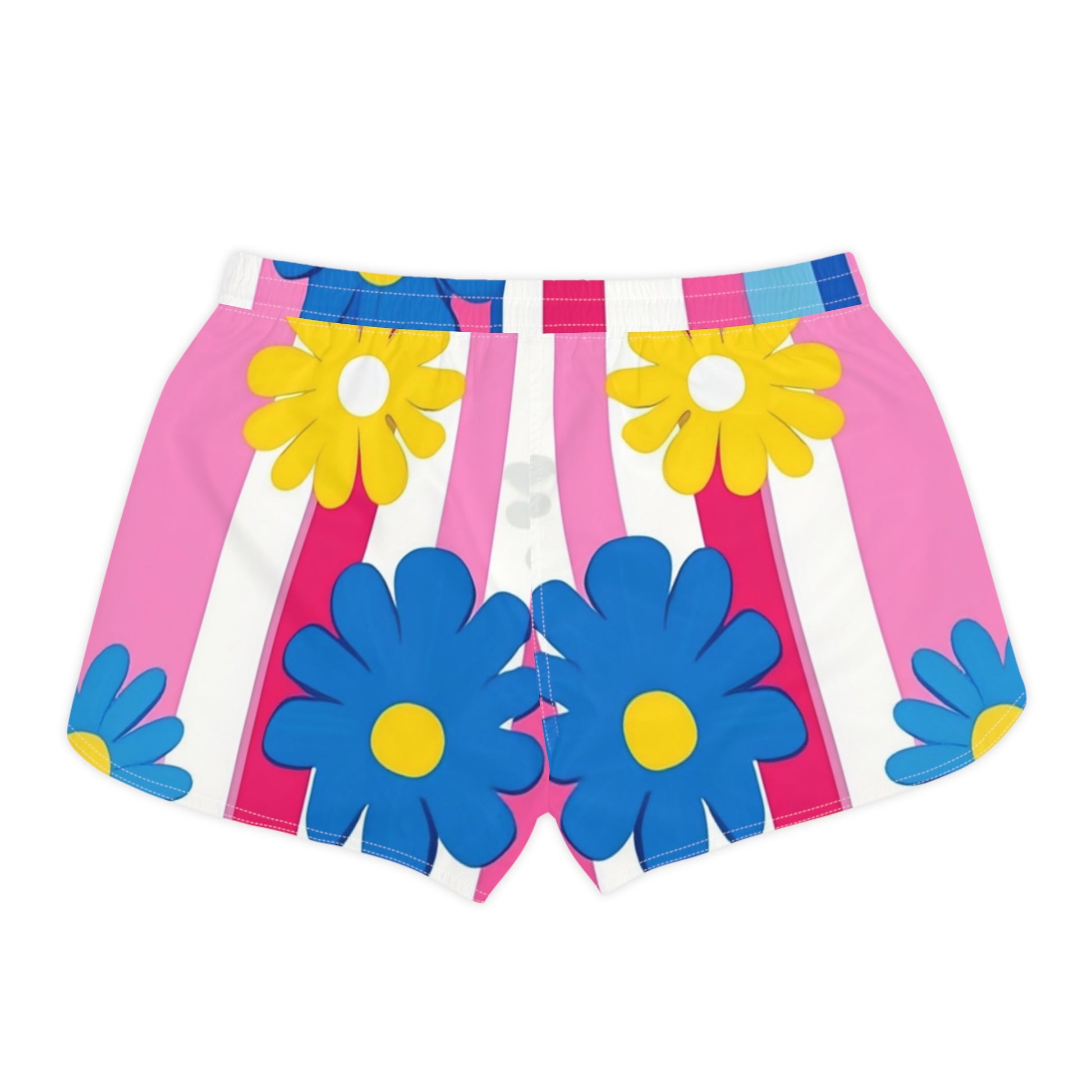 Flowers x Stripes Multi-Color Women's Casual Shorts (AOP), Artsulli - Art is Long, Life is Short, All Over Prints, , , , , , , 