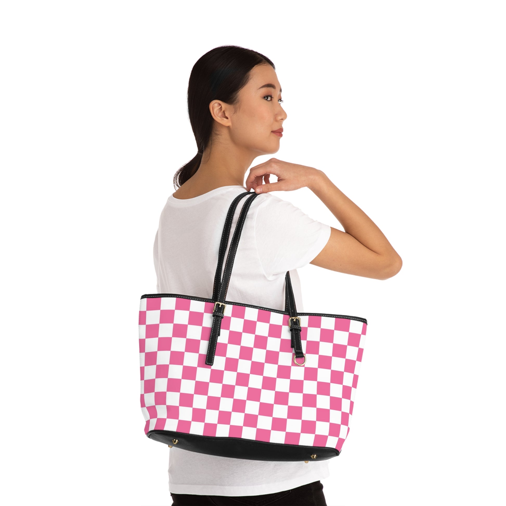 Yuyushiki Pink Check PU Leather Shoulder Bag, Artsulli - Art is Long, Life is Short, Bags, , , , , , , 