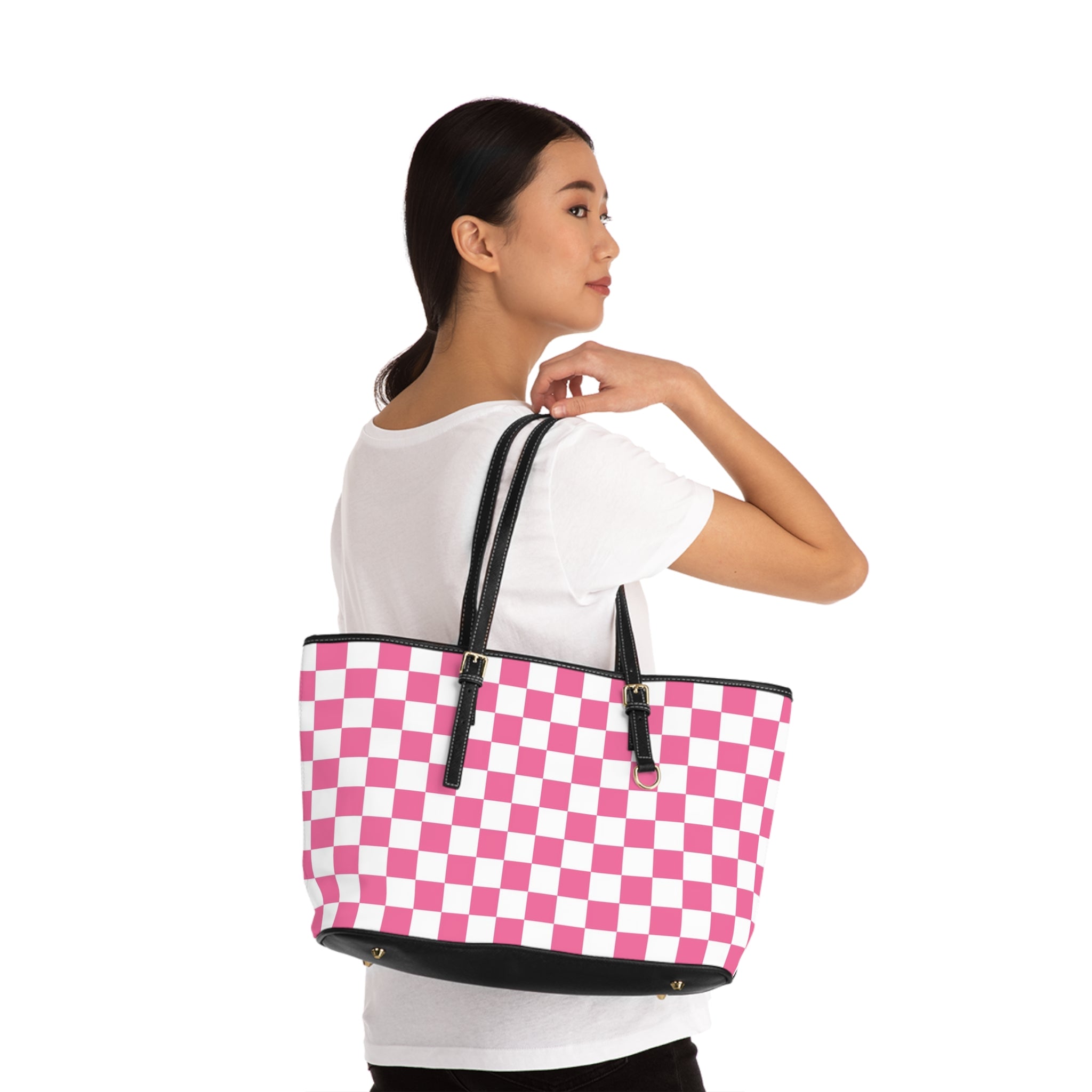 Yuyushiki Pink Check PU Leather Shoulder Bag, Artsulli - Art is Long, Life is Short, Bags, , , , , , , 