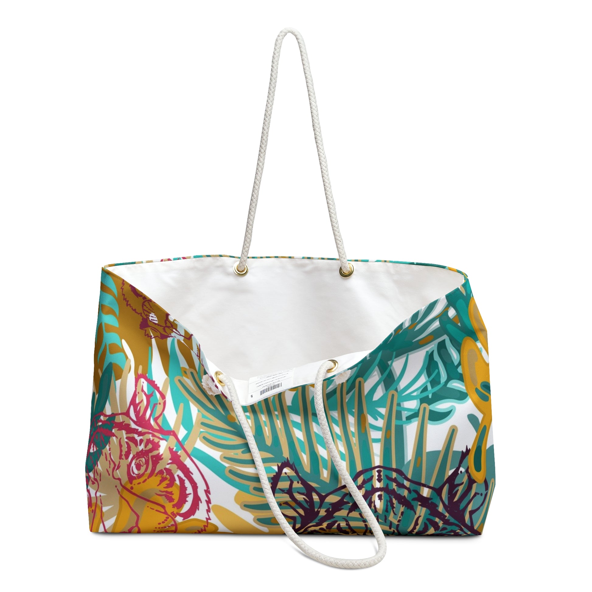 Tropical Jungle Tigers Brown and Green Weekender Bag, Artsulli - Art is Long, Life is Short, Bags, , , , , , , 