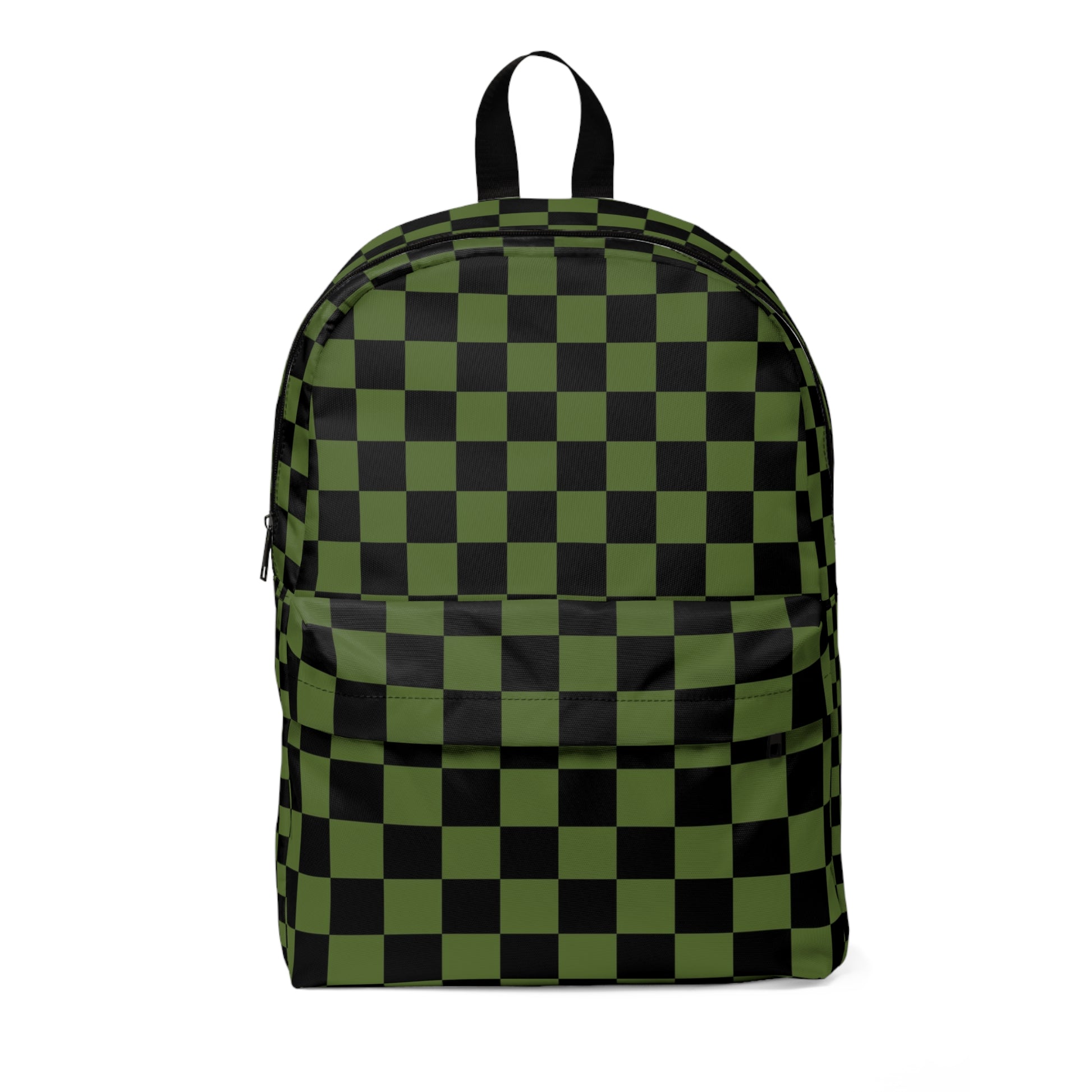 Checkerboard Olive Green and Black Unisex Classic Backpack, Artsulli - Art is Long, Life is Short, Bags, Size, One size, , , , , 14283642359013459161