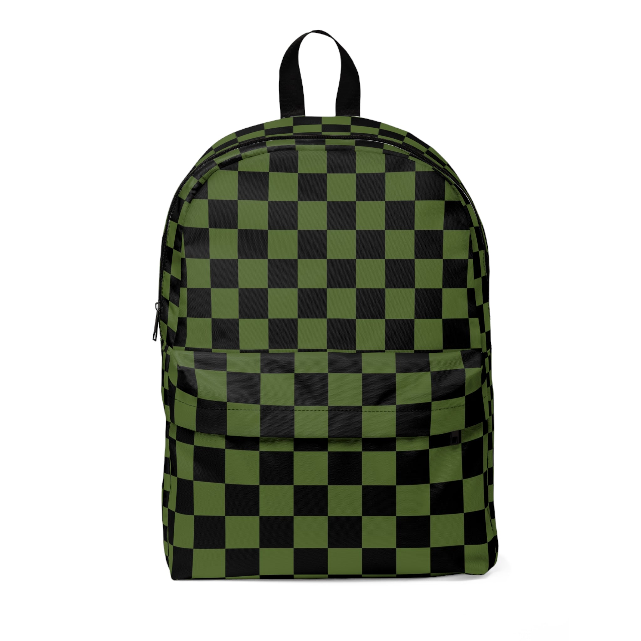Checkerboard Olive Green and Black Unisex Classic Backpack, Artsulli - Art is Long, Life is Short, Bags, Size, One size, , , , , 14283642359013459161