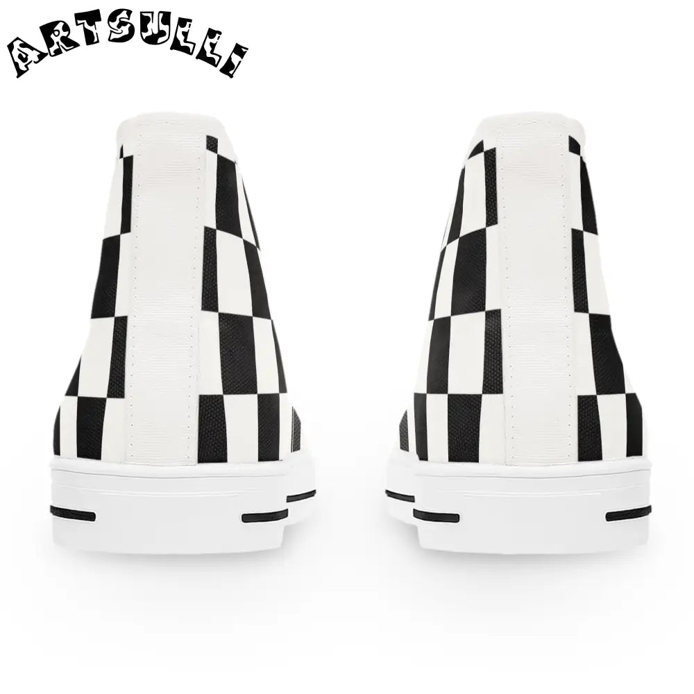 JAKKOUTTHEBXX Checkerboard Black and White Women’s High Top Sneakers