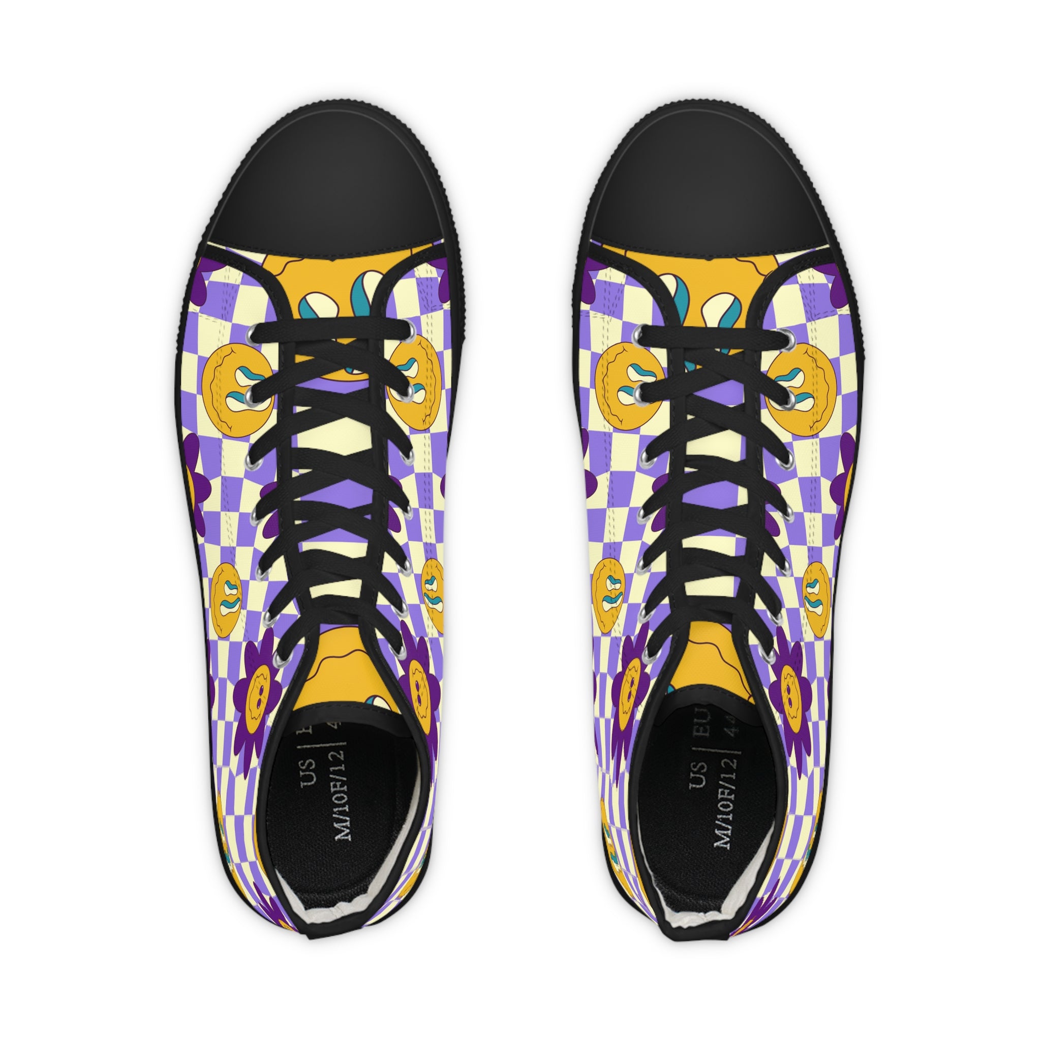 Trippy Flower Power Motifs II Men's High Top Sneakers, Artsulli - Art is Long, Life is Short, Shoes, , , , , , , 