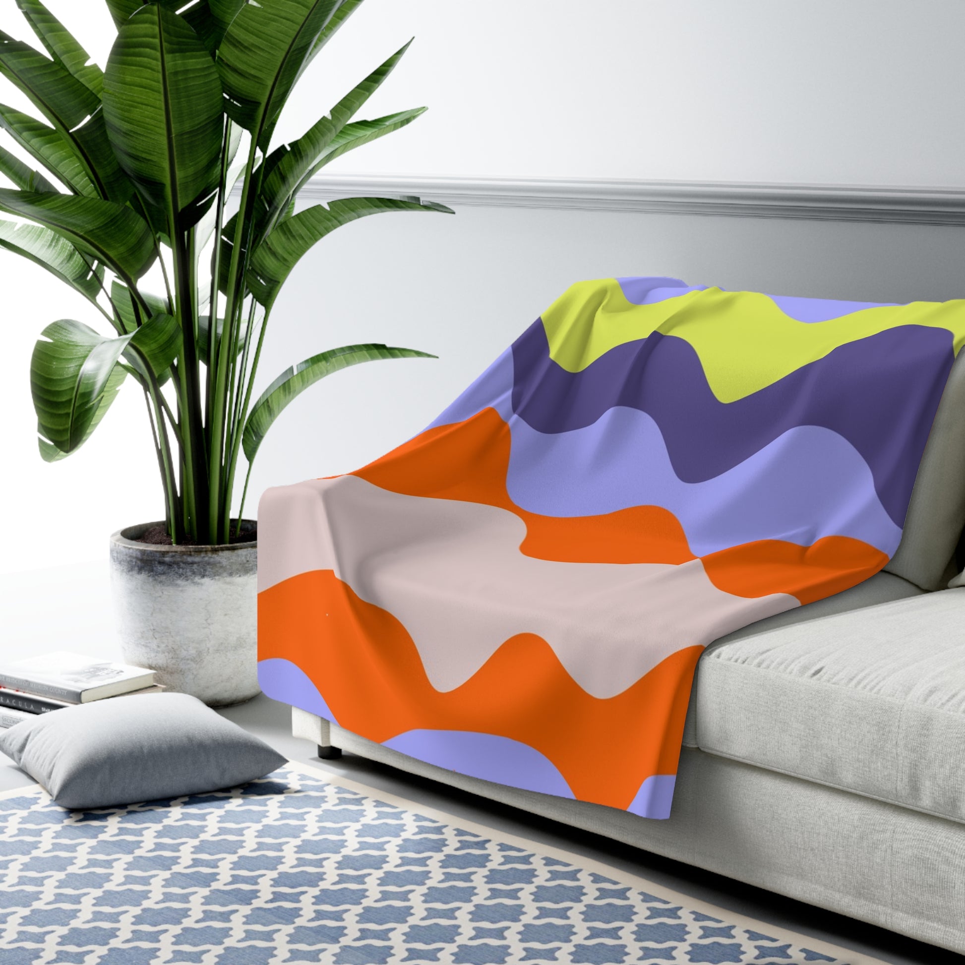Waves Red and Blue Sherpa Fleece Blanket, Artsulli - Art is Long, Life is Short, Home Decor, , , , , , , 