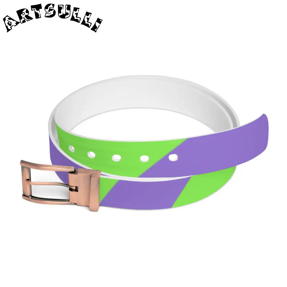 JAKKOUTTHEBXX Tyrannosaurus Print Green and Purple Belt
