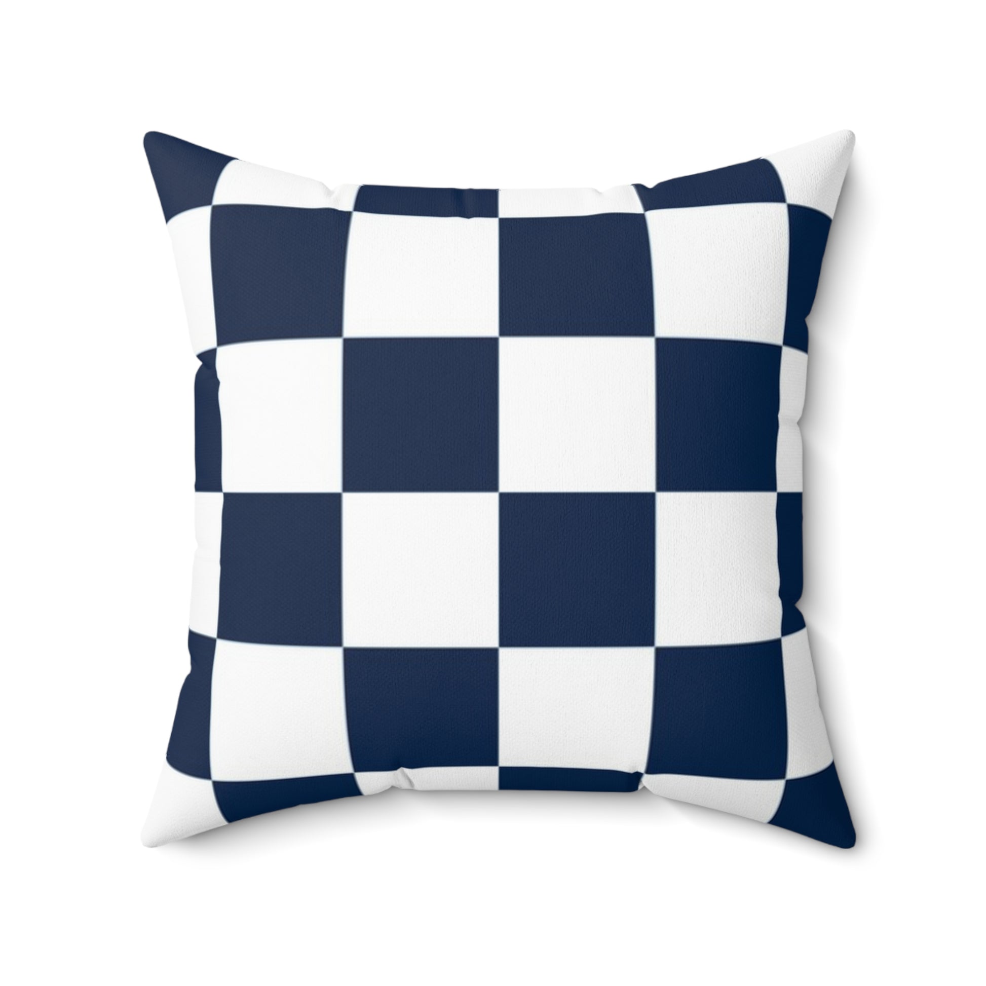 Checkerboard White and Navy Blue Spun Polyester Square Pillow, Artsulli - Art is Long, Life is Short, Home Decor, , , , , , , 