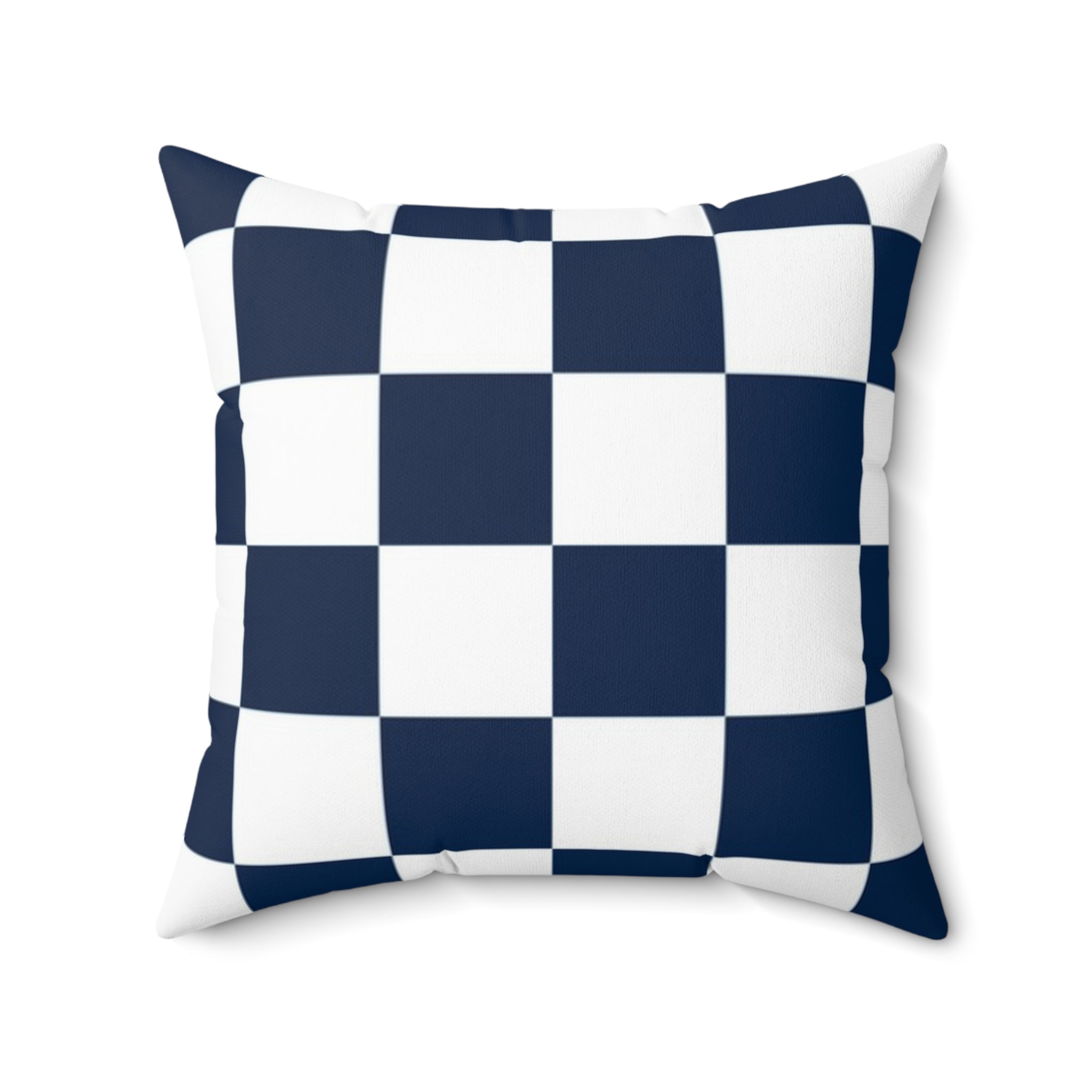 Checkerboard White and Navy Blue Spun Polyester Square Pillow, Artsulli - Art is Long, Life is Short, Home Decor, , , , , , , 