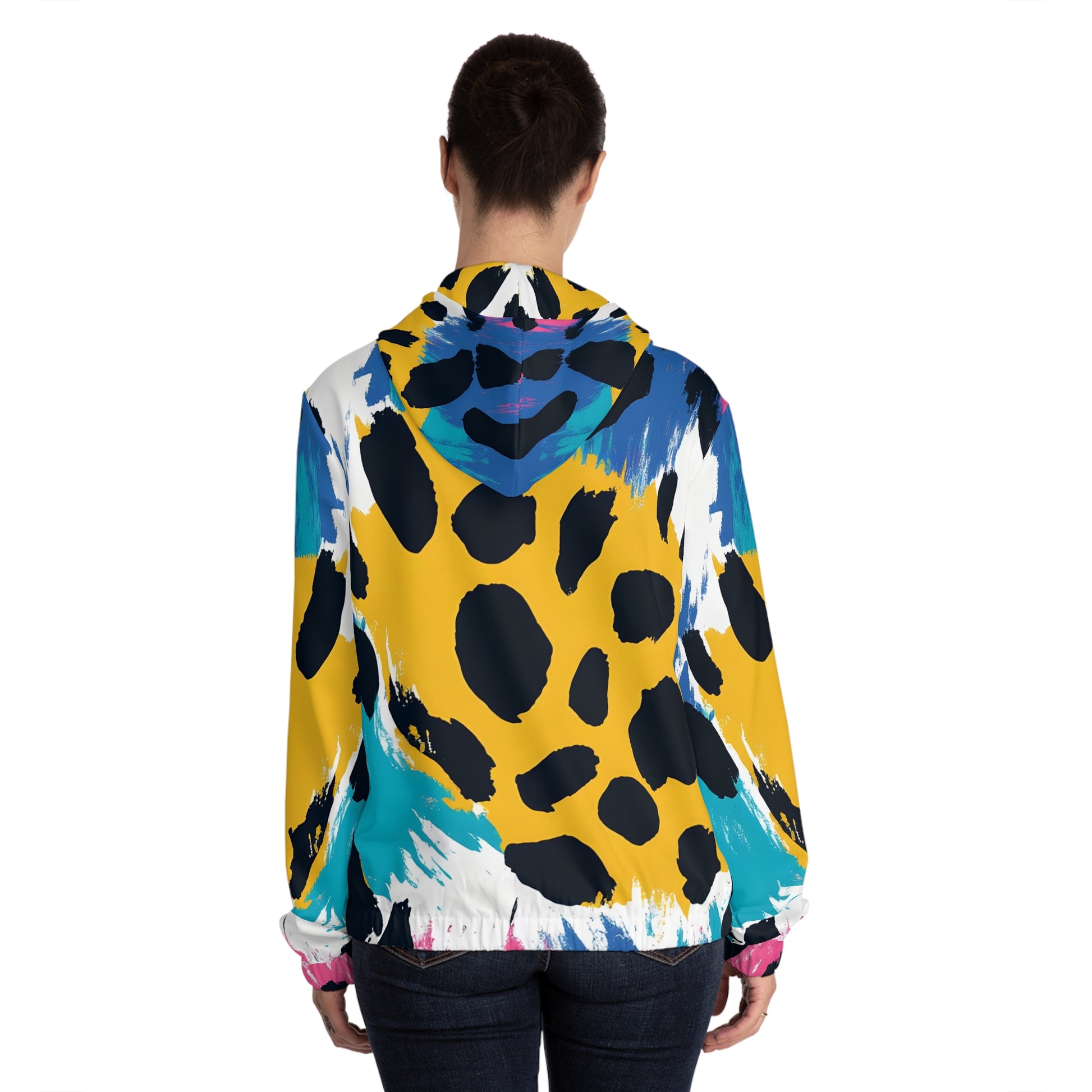 Leopard Print x Paint Brush Strokes Multi-Color Women’s Full-Zip Hoodie (AOP), Artsulli - Art is Long, Life is Short, All Over Prints, , , , , , , 