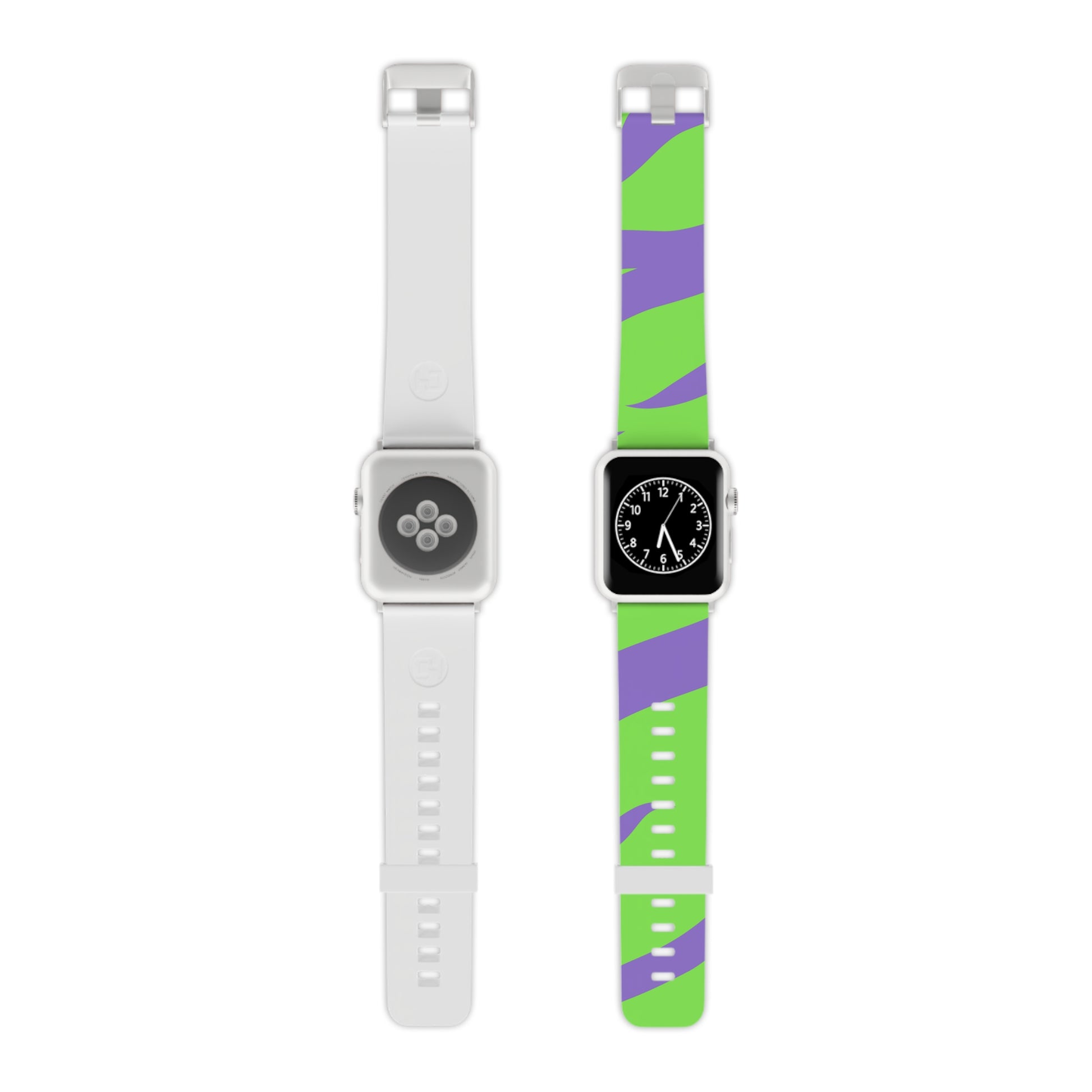 Tyrannosaurus Print Green and Purple Watch Band for Apple Watch, Artsulli - Art is Long, Life is Short, Accessories, Size, 7.5'' × 0.75'' / 38 - 40 mm, Color, Silver, , , 15181371551417
