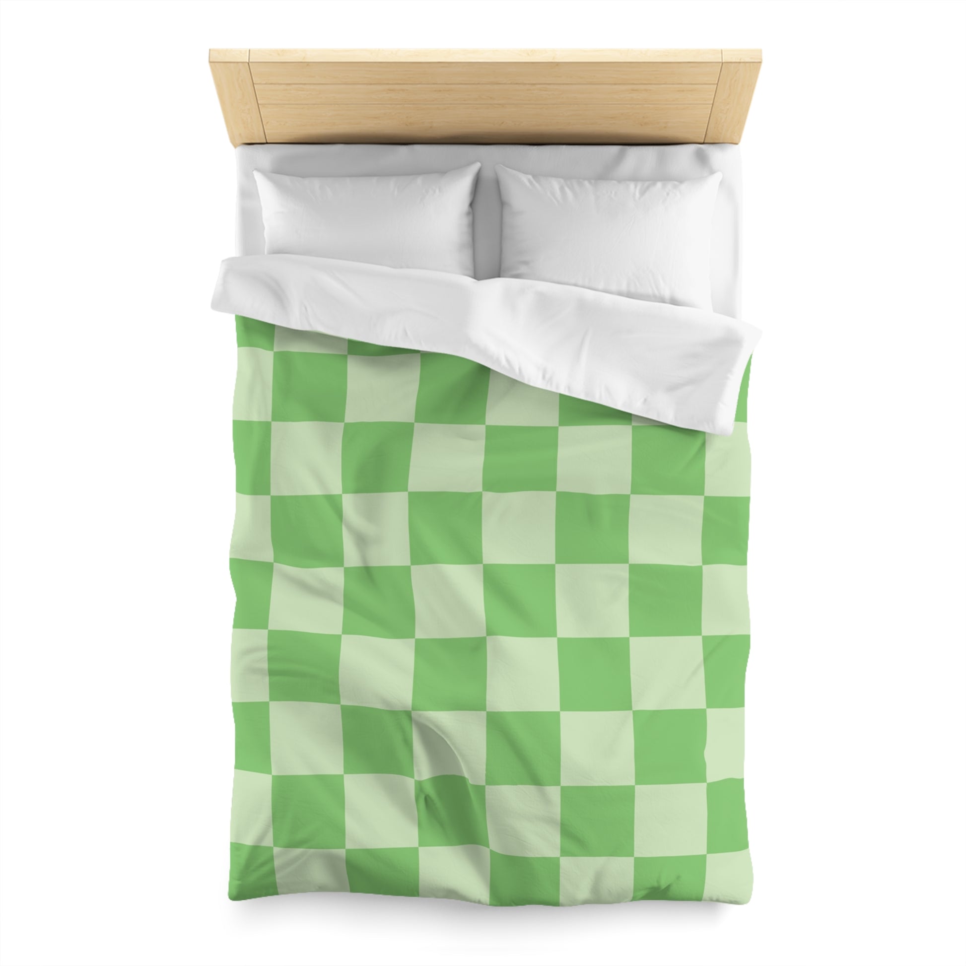 Checkerboard Green Microfiber Duvet Cover, Artsulli - Art is Long, Life is Short, Home Decor, , , , , , , 