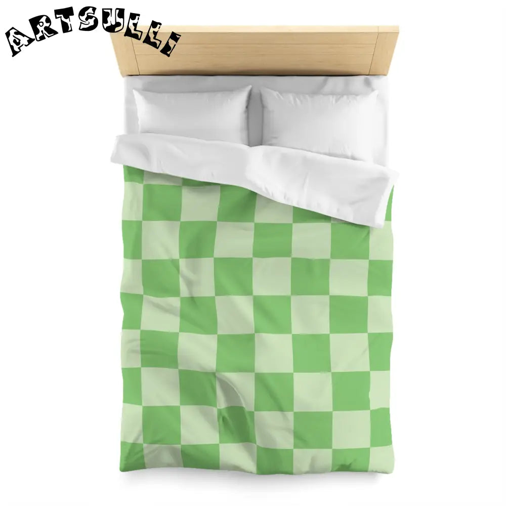 JAKKOUTTHEBXX Checkerboard Green Microfiber Duvet Cover
