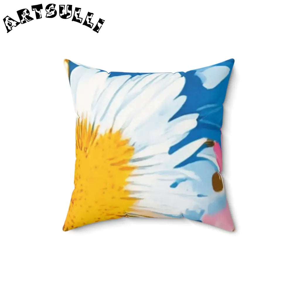 JAKKOUTTHEBXX CDG Daisy Dream Blue Spun Polyester Square Pillow