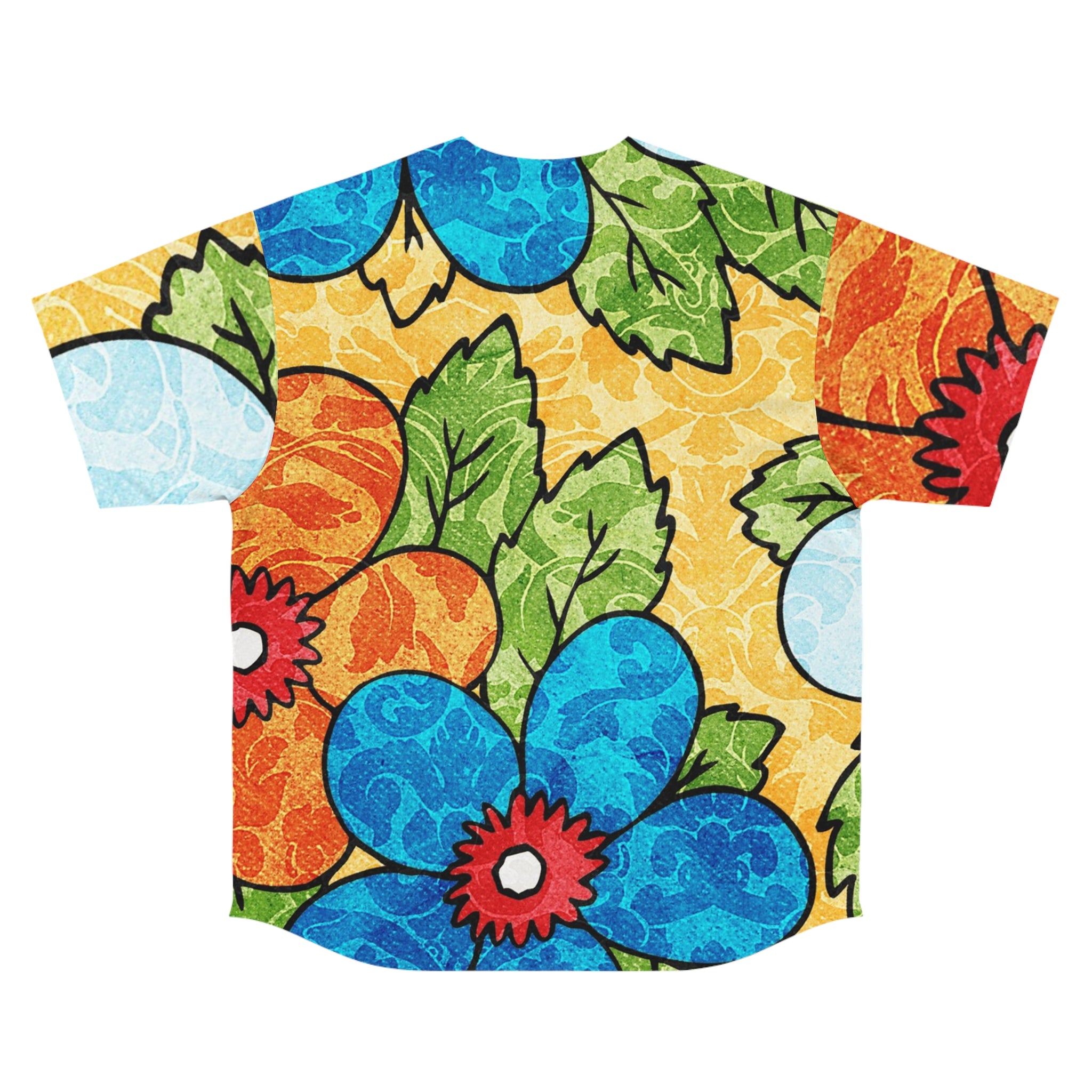 Groovy Yellow Floral Kl Men's Baseball Jersey (AOP), Artsulli - Art is Long, Life is Short, All Over Prints, , , , , , , 
