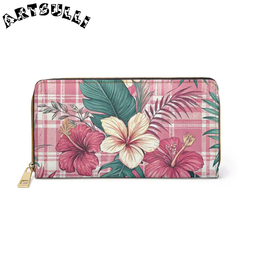 JAKKOUTTHEBXX Plaid x Floral Burgundy and Green Zipper Wallet