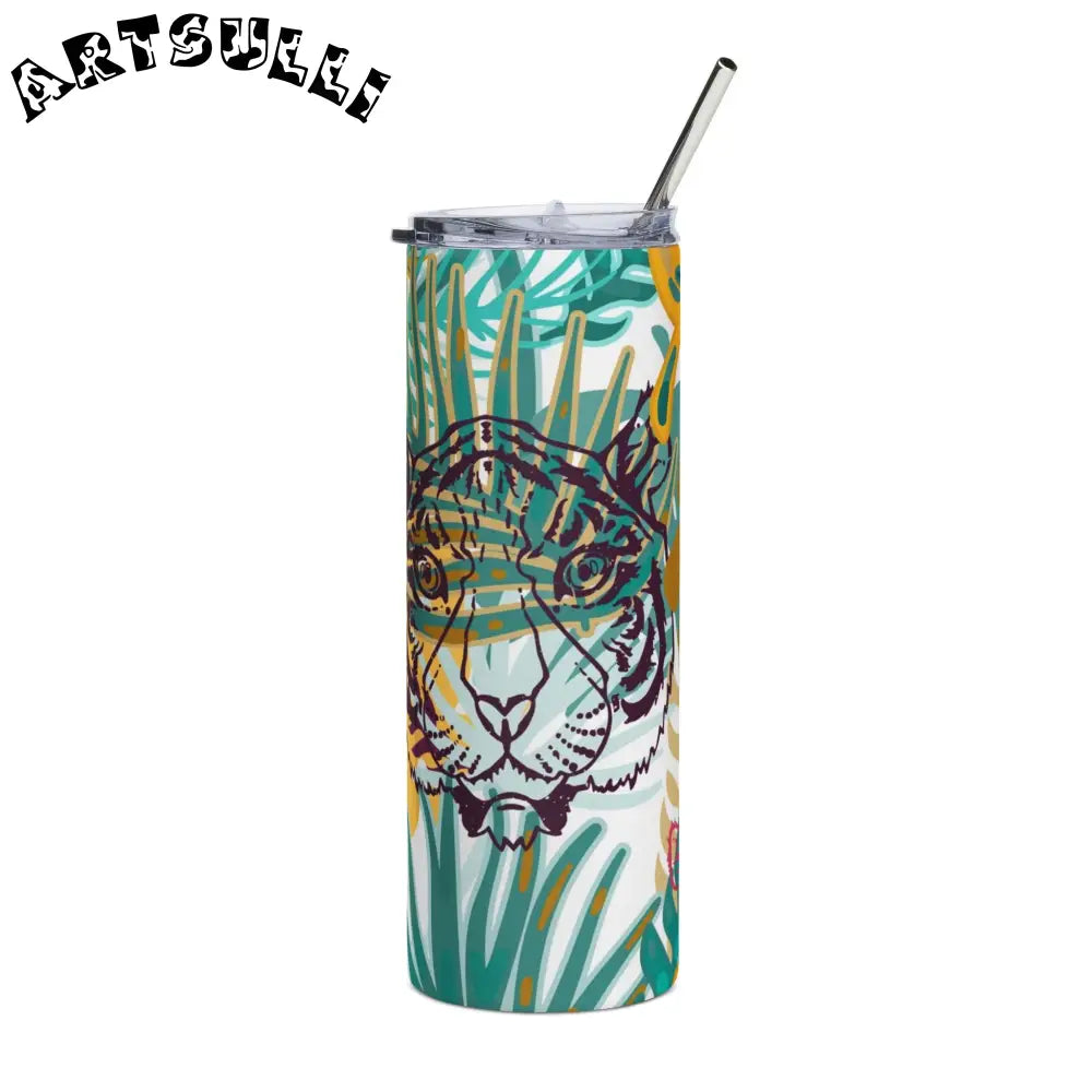 JAKKOUTTHEBXX Tropical Jungle Tigers Brown and Green Stainless Steel