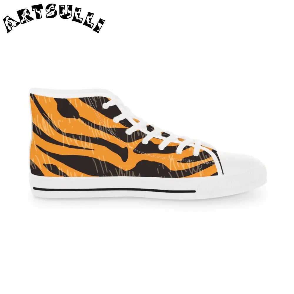 JAKKOUTTHEBXX Tiger Scratches Orange & Black Men’s High Top Sneakers