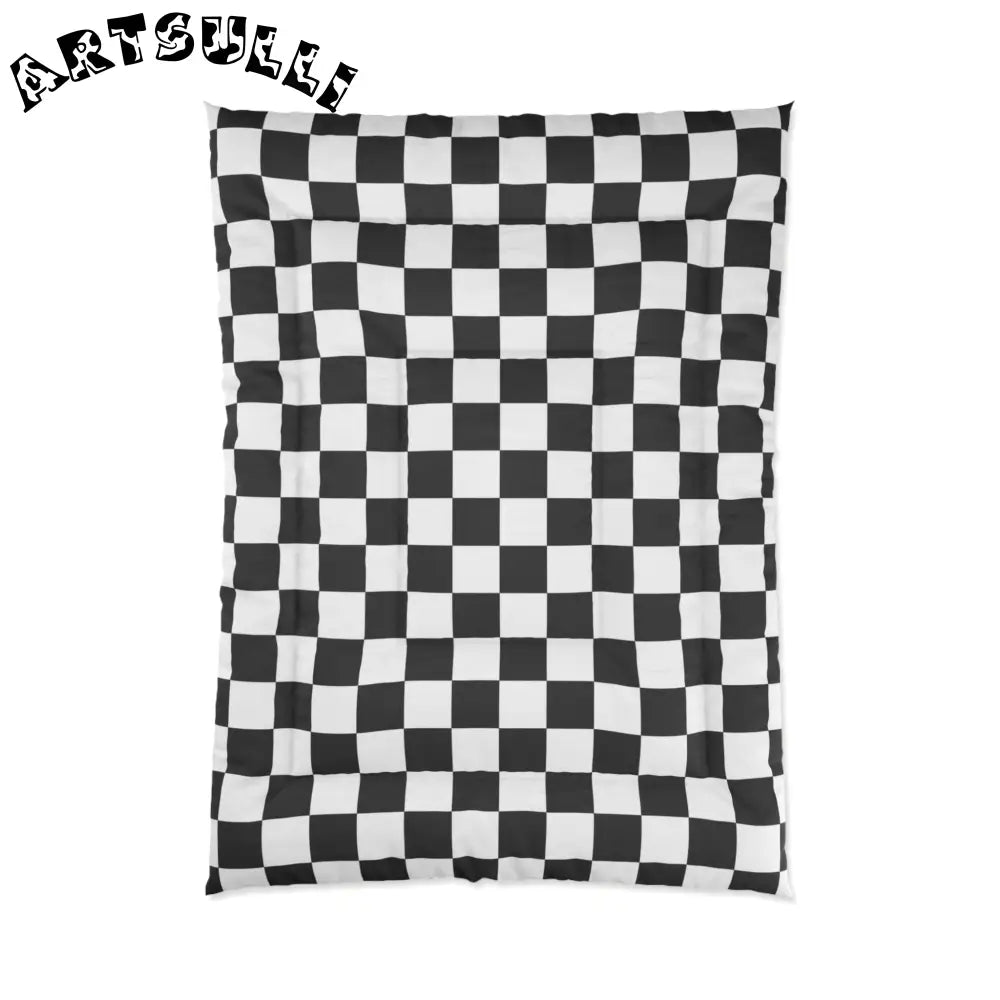 JAKKOUTTHEBXX Checkerboard White and Black Comforter JAKKOUTTHEBXX