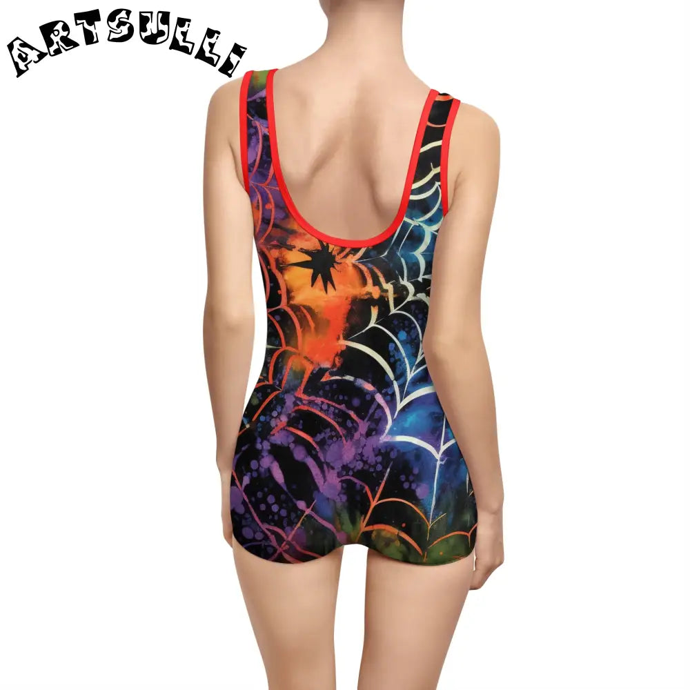 JAKKOUTTHEBXX Colorful Spider Web One-Piece Swimsuit 2025