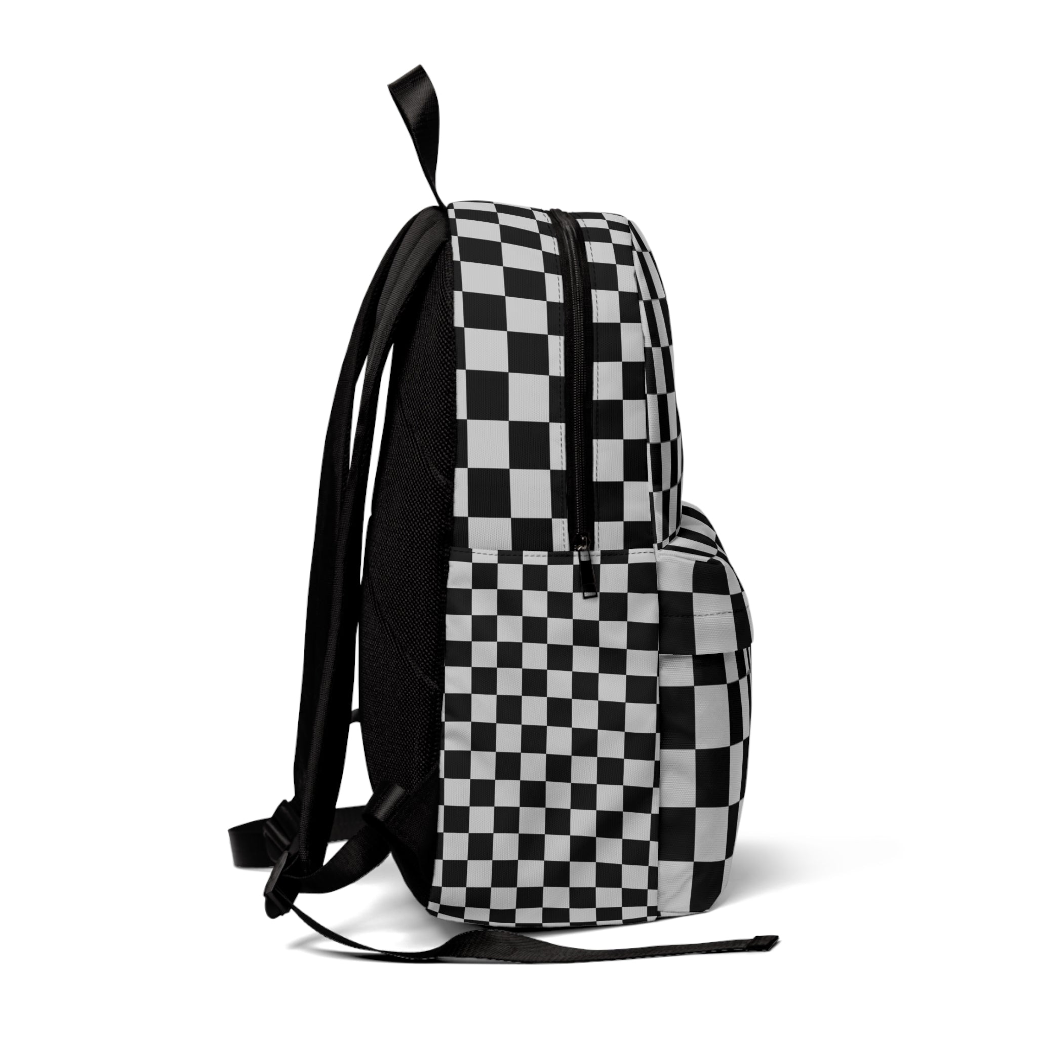 Checkerboard Dada Black and Light Gray Unisex Classic Backpack, Artsulli - Art is Long, Life is Short, Bags, , , , , , , 