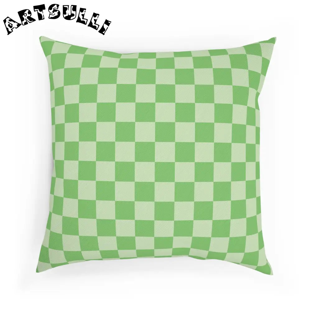 JAKKOUTTHEBXX Checkerboard Green Cushion JAKKOUTTHEBXX Artsulli