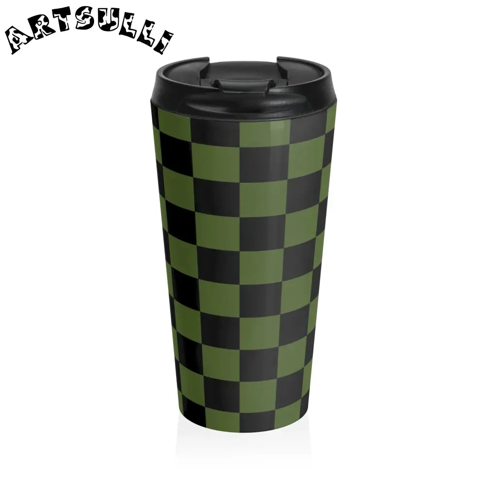 JAKKOUTTHEBXX Checkerboard Olive Green and Black Stainless Steel