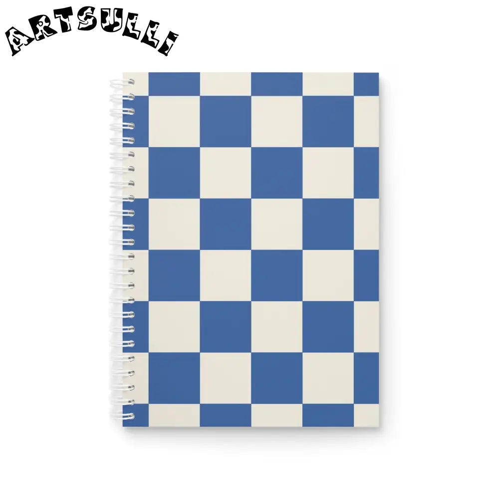 JAKKOUTTHEBXX Checkerboard Blue Spiral Notebook JAKKOUTTHEBXX
